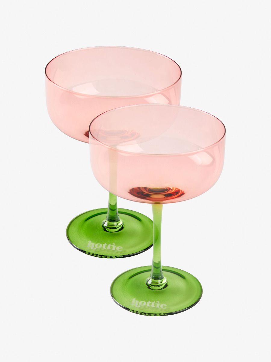 2pce Coupe Glass Set Sunnie Pink-Dining & Entertaining-Hottie-The Bay Room