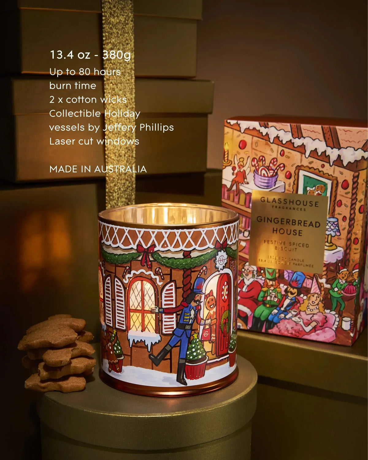 380g Candle - Gingerbread House-Christmas-Glasshouse-The Bay Room