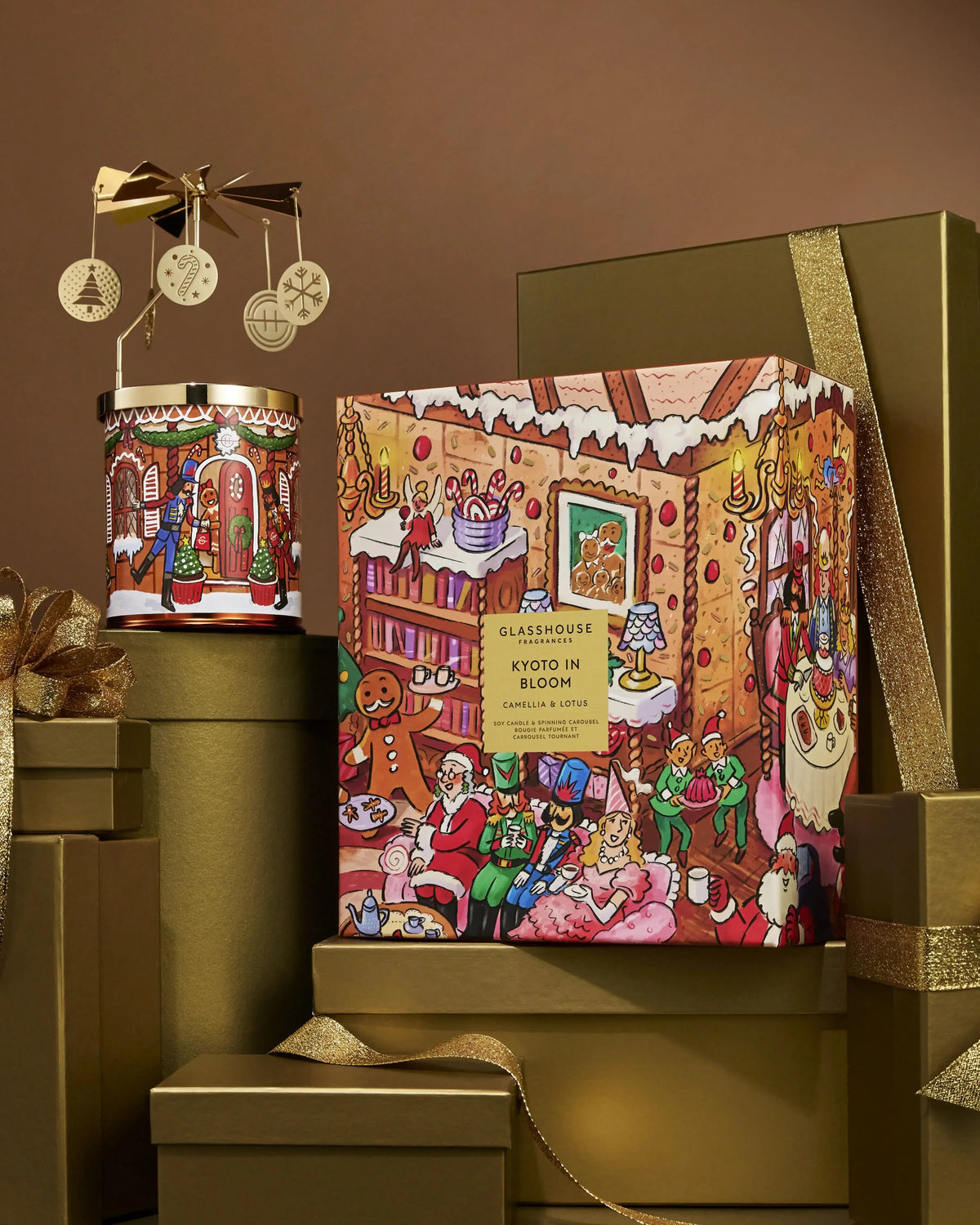 380g Candle with Spinning Carousel Gift Set - Kyoto In Bloom-Christmas-Glasshouse-The Bay Room