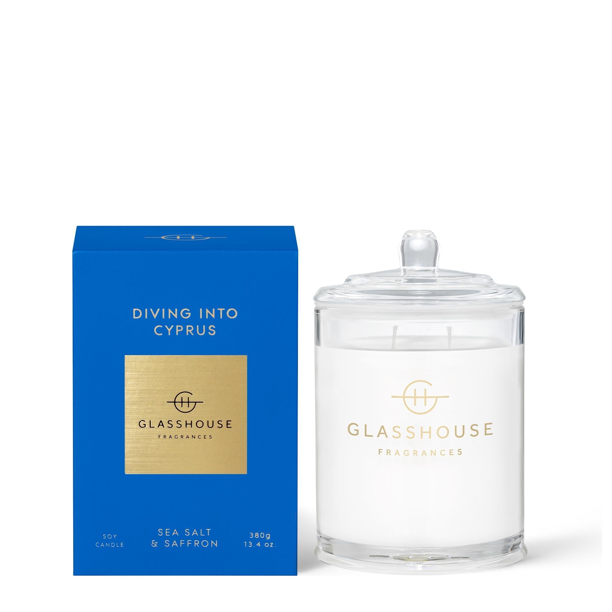 380g Soy Candle - Asst Fragrances-Candles & Fragrances-Glasshouse-Diving Into Cyprus-The Bay Room