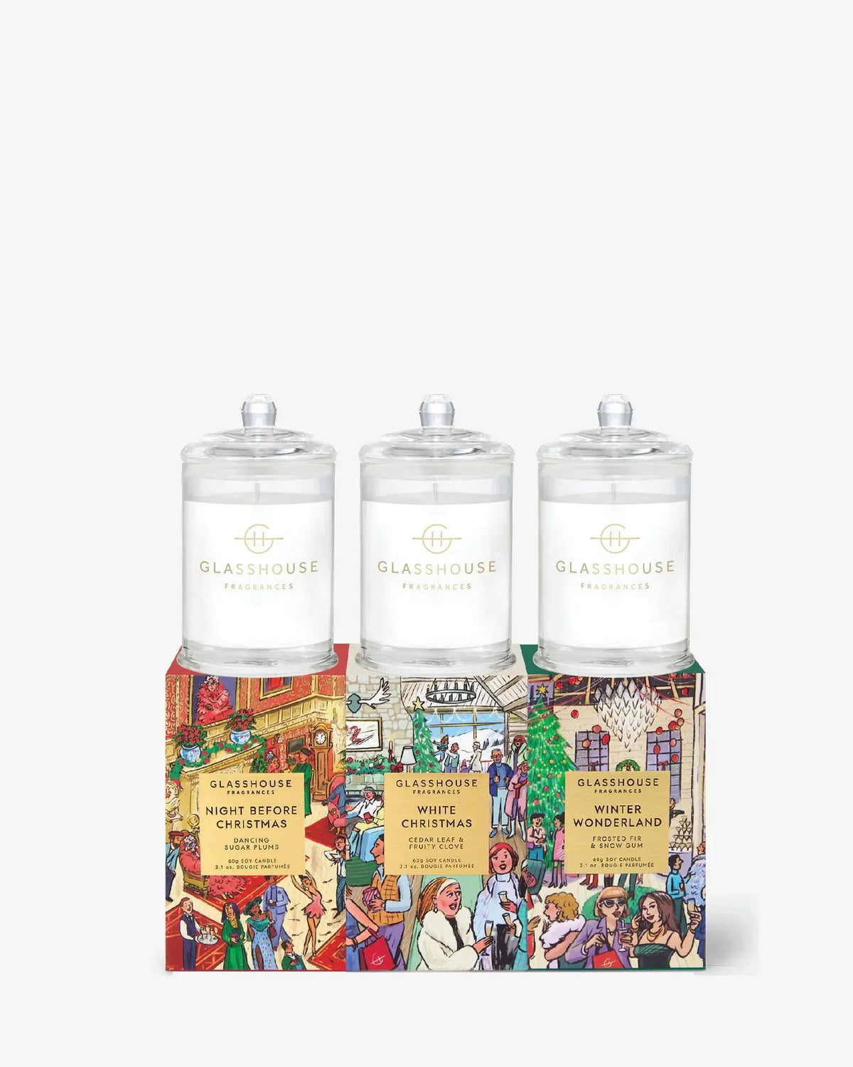 3x60g Candle Trio - Night Before Christmas, White Christmas, Winter Wonderland-Christmas-Glasshouse-The Bay Room