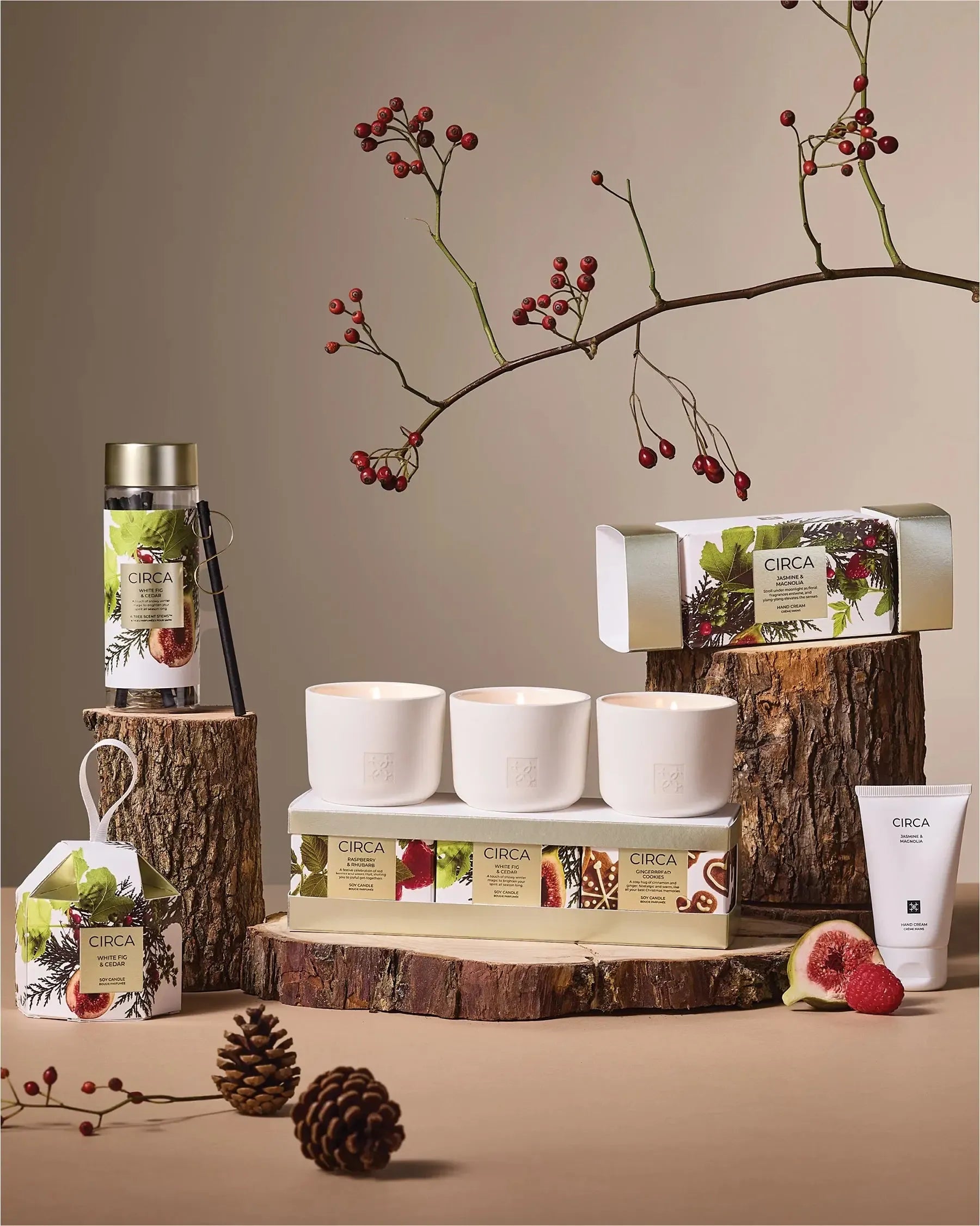 3x70g Candle Trio - White Fig & Cedar, Raspberry & Rhubarb, Gingerbread Cookies-Christmas-Circa-The Bay Room