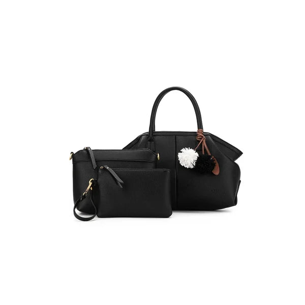 Camryn Black 3 Piece Bowler Bag
