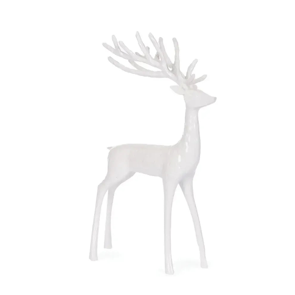 44.5cm White Minimal Reindeer-Christmas-Holly & Ivy-The Bay Room