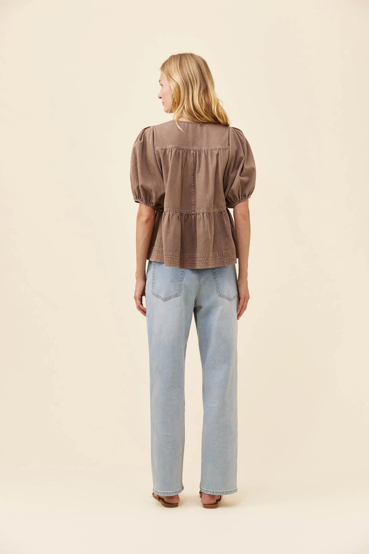 Preston Tie Top - Taupe