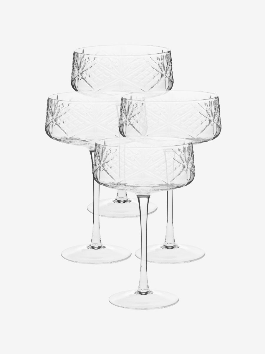 4pce Coupe Glass Set Jonnie Traditional Clear-Dining & Entertaining-Hottie-The Bay Room