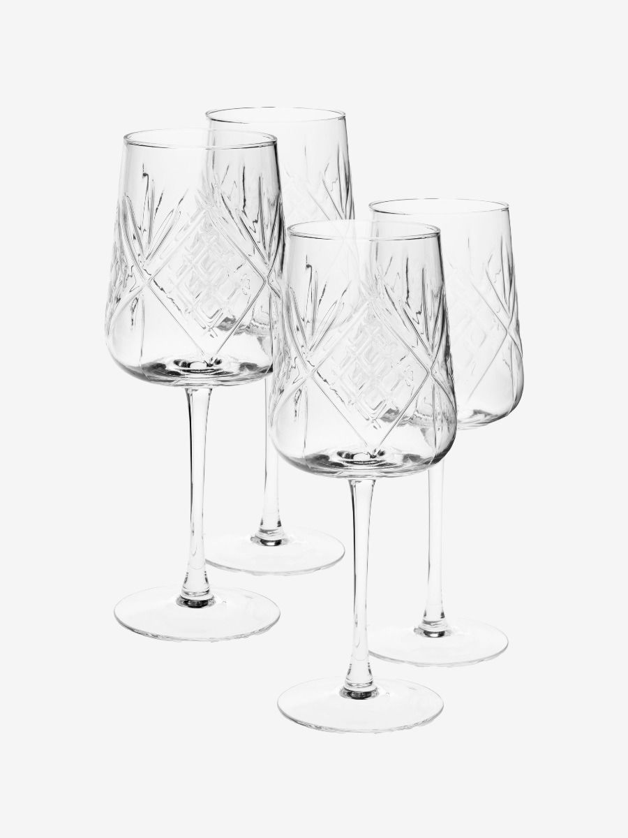 4pce Wine Glass Set Jonnie Traditional Clear-Dining & Entertaining-Hottie-The Bay Room