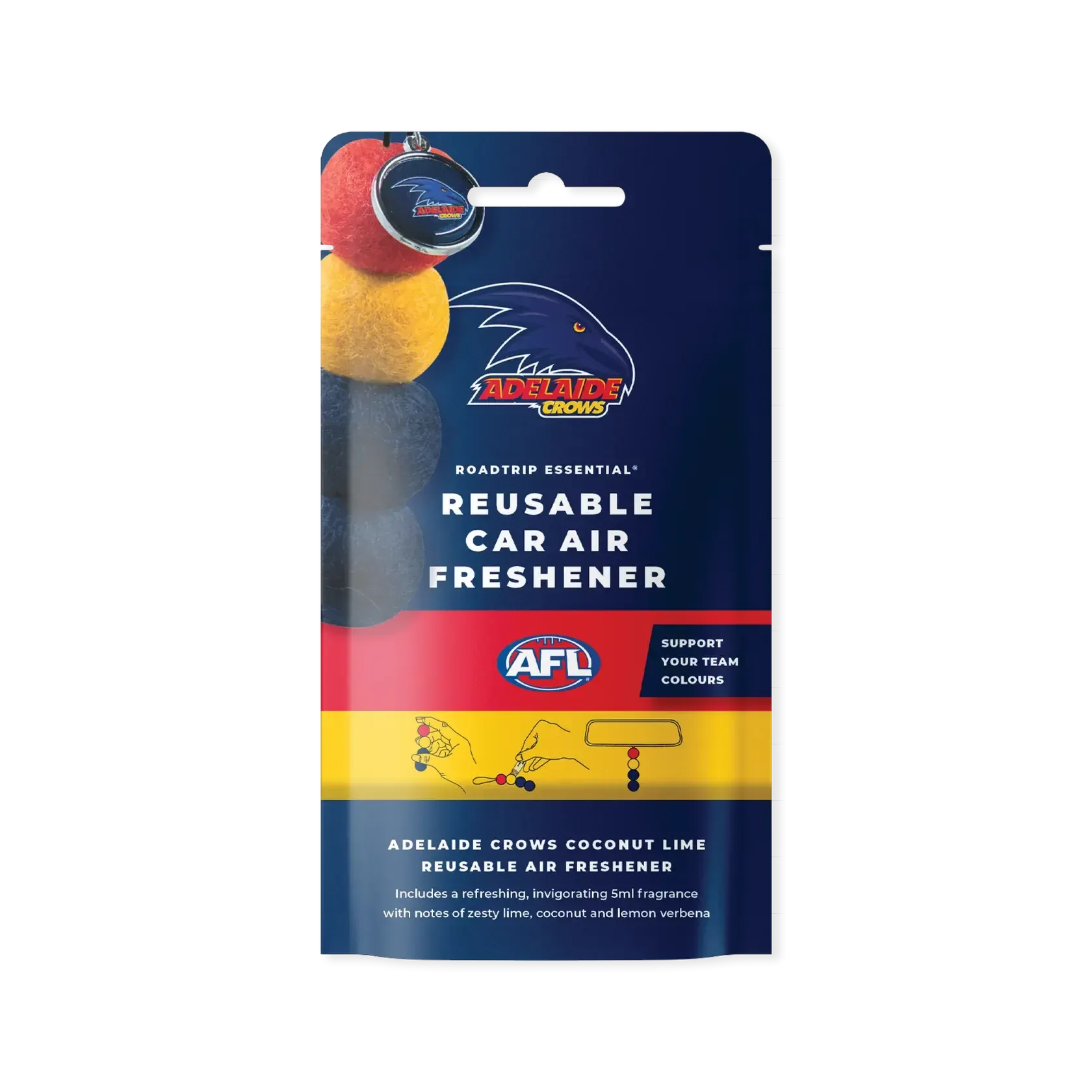 Adelaide Crows Reusable Car Air Freshener-Candles & Fragrances-Road Trip Essential-The Bay Room