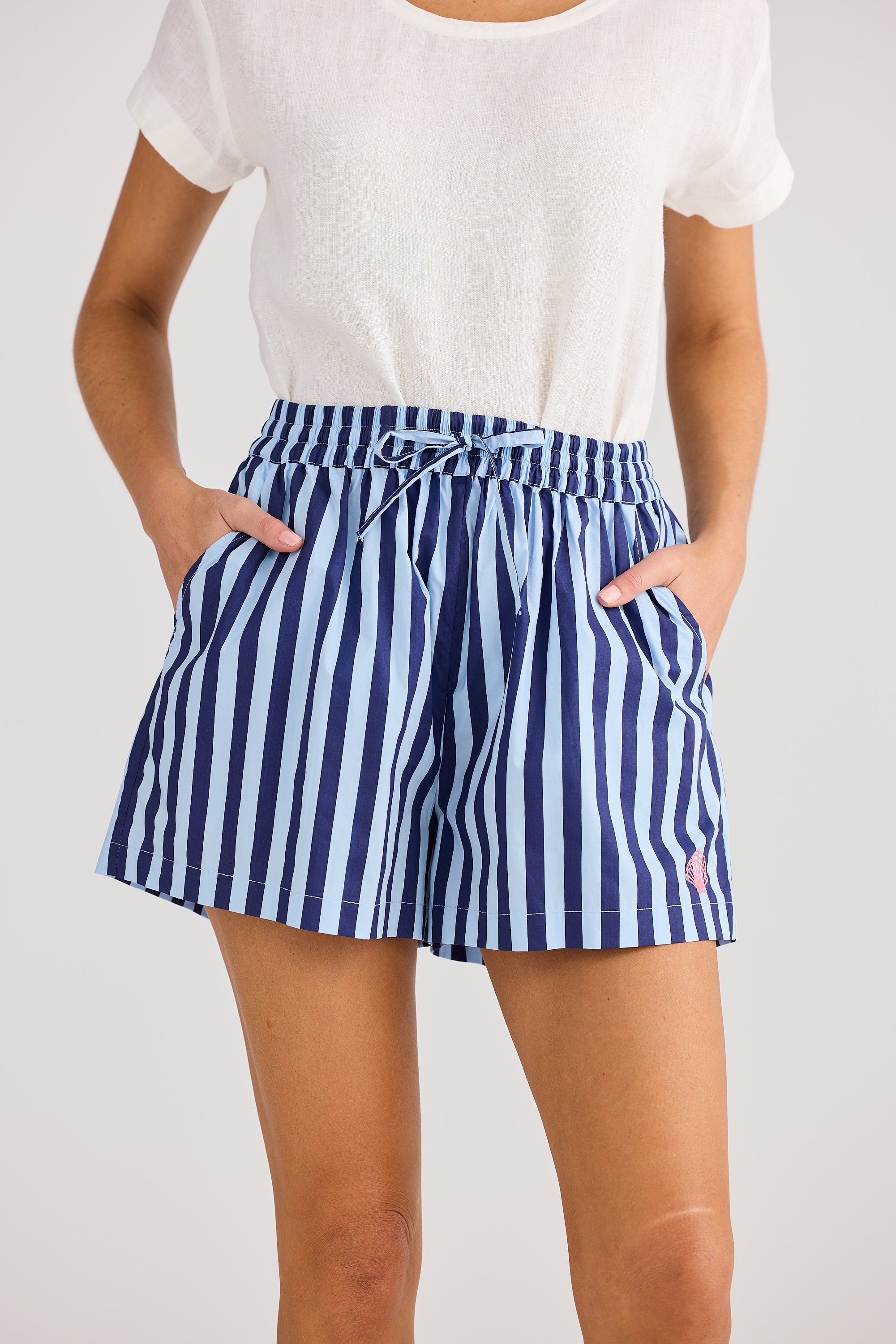 Adrift Short - Blue Stripe-Shorts-Holiday-The Bay Room