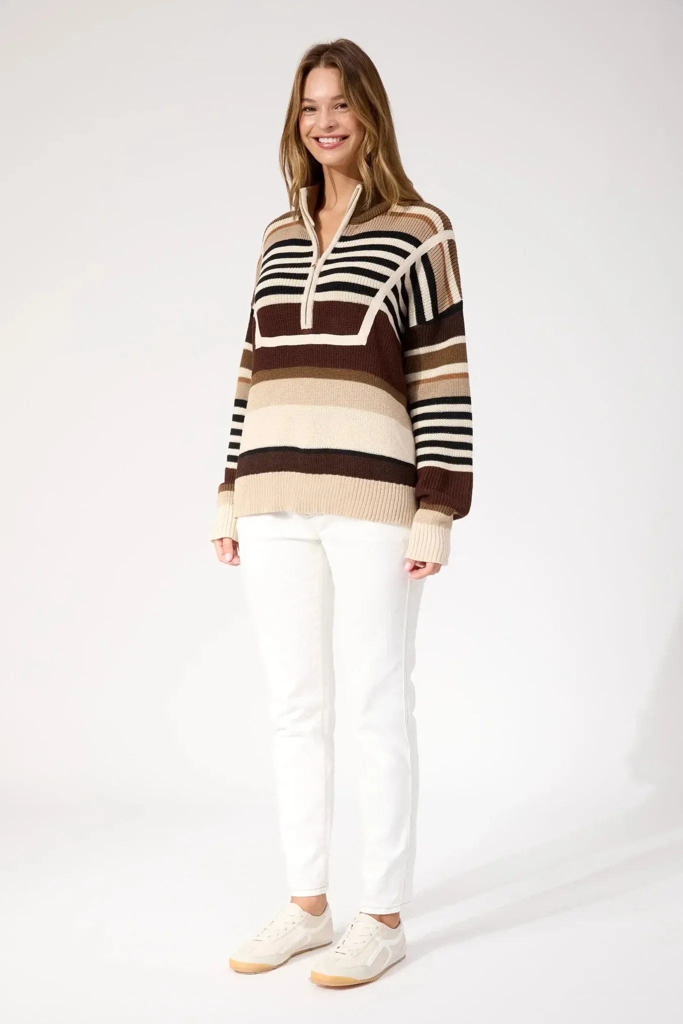 Alaska Stripe Jumper - Natural-Knitwear & Jumpers-Haven-The Bay Room
