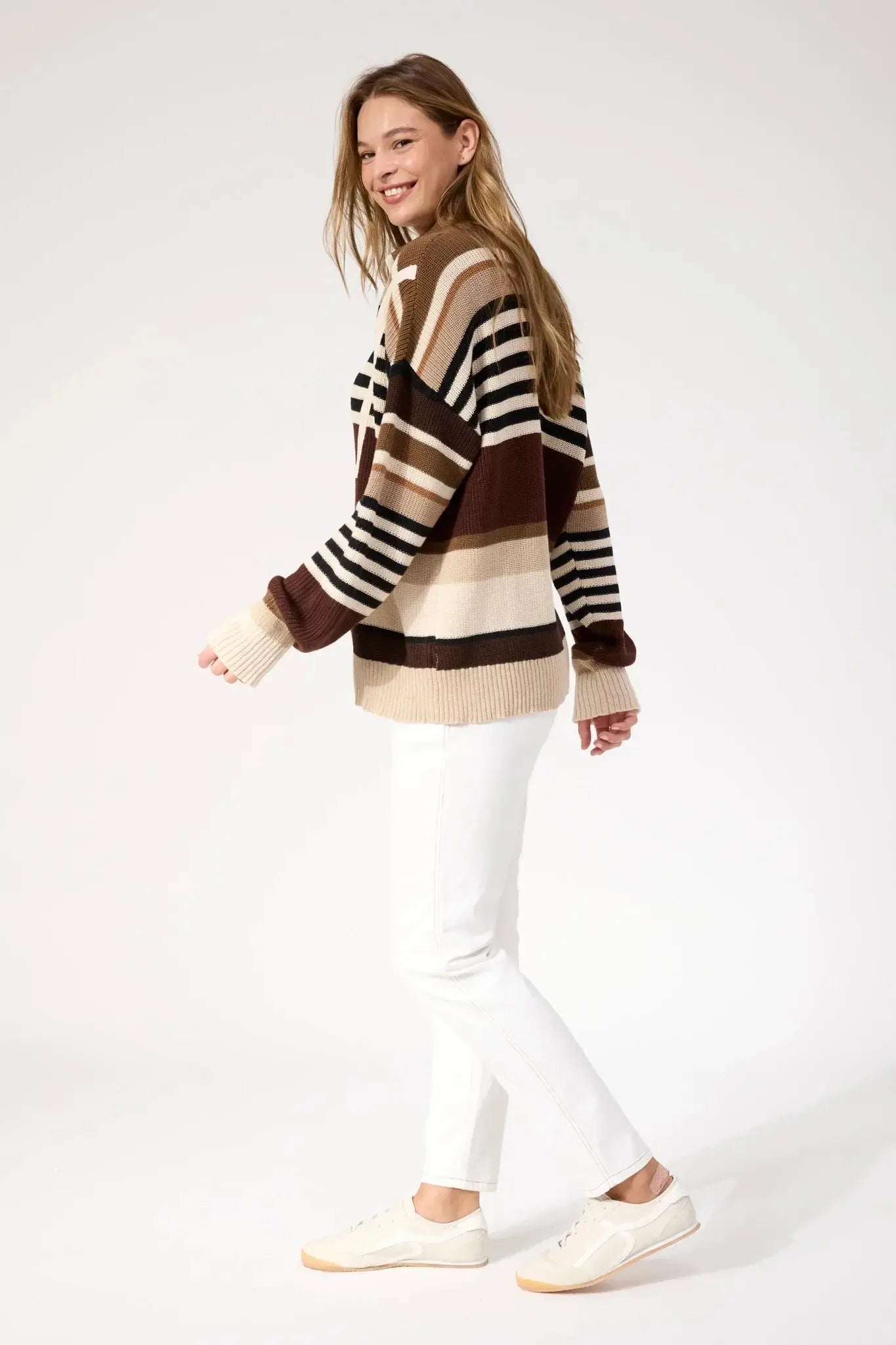 Alaska Stripe Jumper - Natural-Knitwear & Jumpers-Haven-The Bay Room