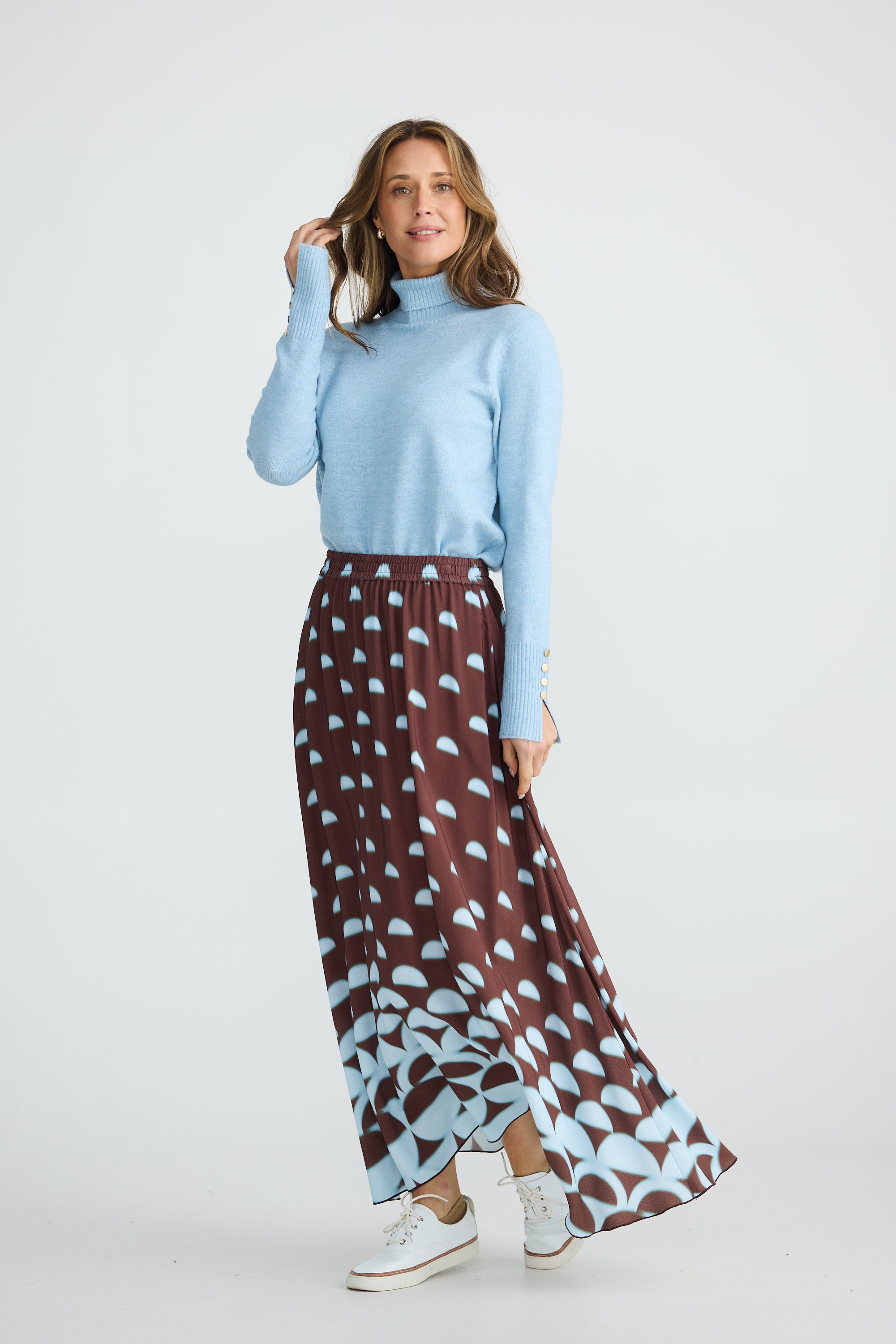 Alias Skirt - Blue Brown Geo-Skirts-Brave & True-The Bay Room