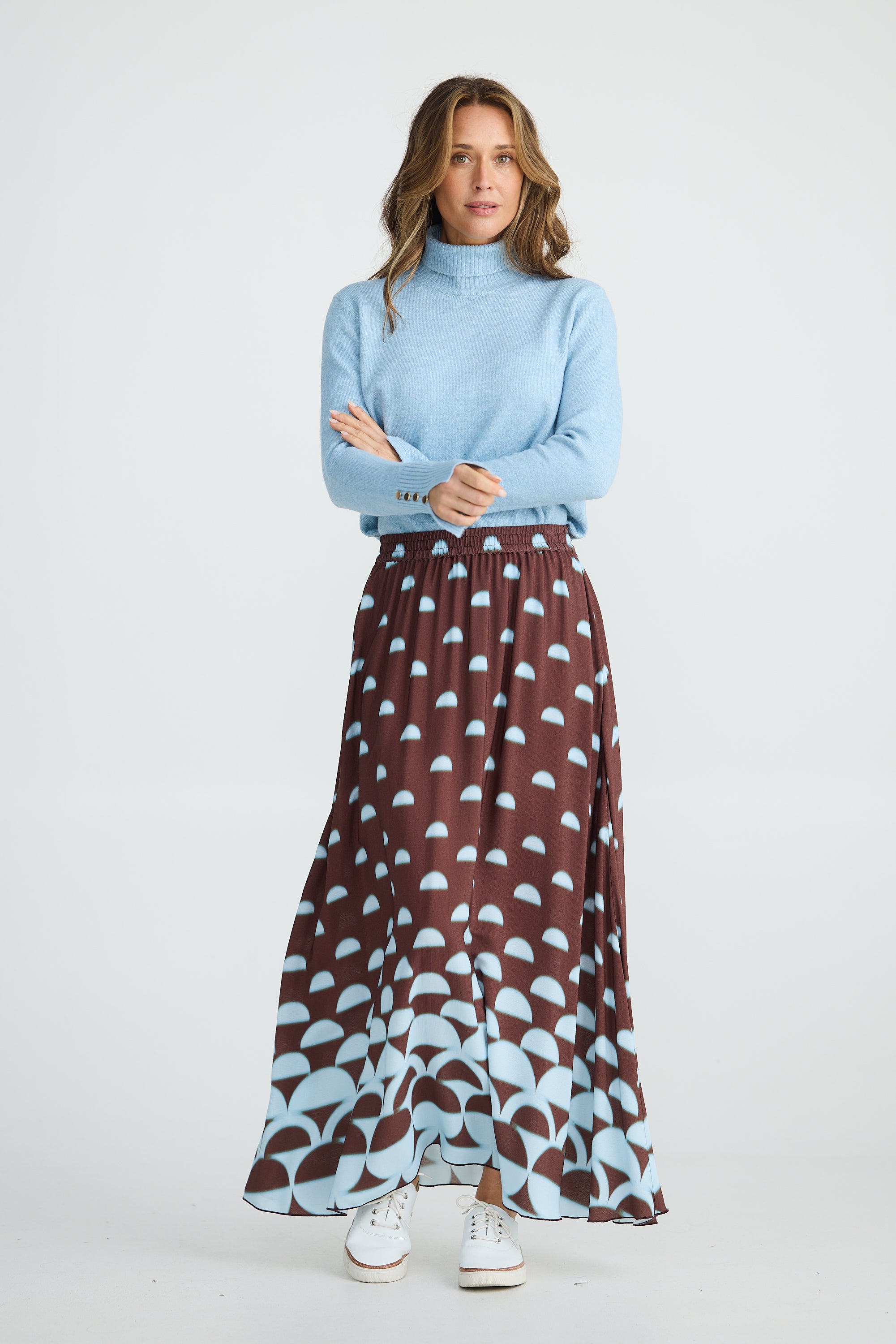 Alias Skirt - Blue Brown Geo-Skirts-Brave & True-The Bay Room