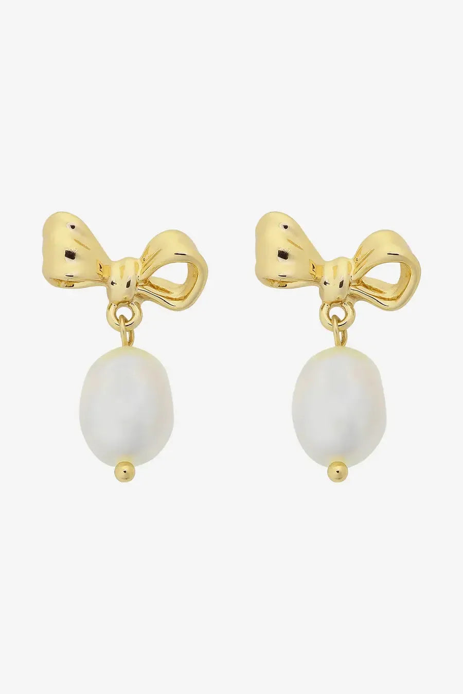 Alice Gold Bow Pearl Earring-Jewellery-Liberte-The Bay Room