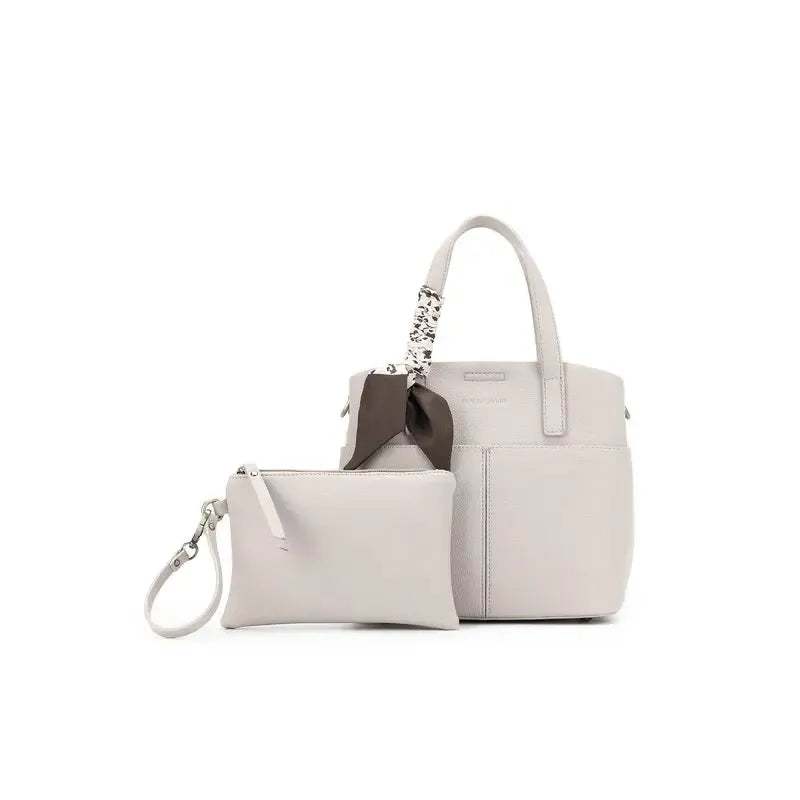 Amelie Oatmeal 2 Piece Top Handle Bag-Bags & Clutches-Black Caviar Designs-The Bay Room
