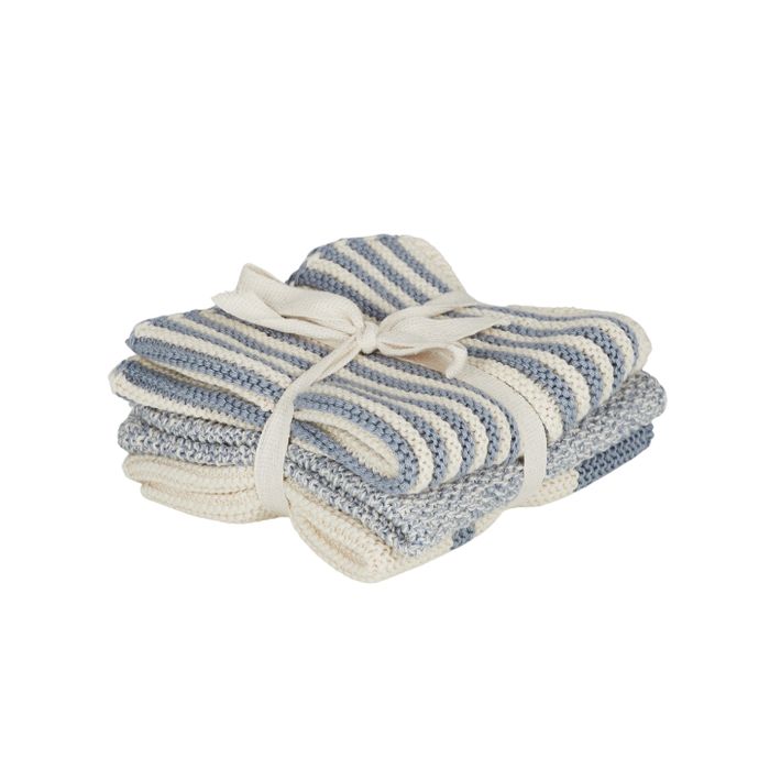 Amy Set/3 Cotton Knit Cloth 28x28cm Blue-Kitchenware-Coast To Coast Home-The Bay Room