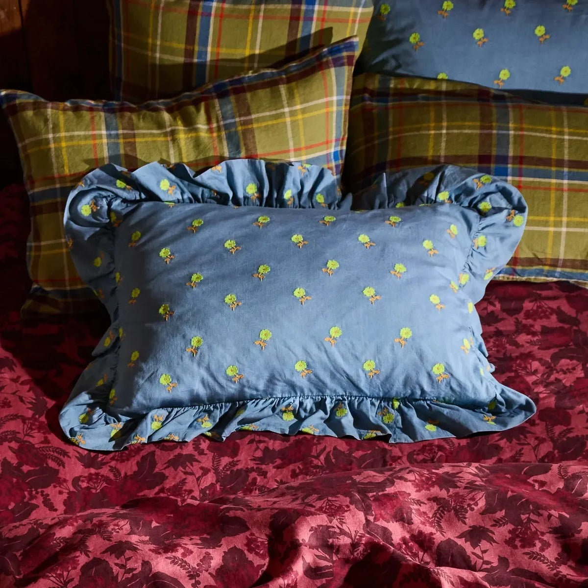Anneliese Ruffle Pillowcase - Peridot-Soft Furnishings-Sage & Clare-The Bay Room