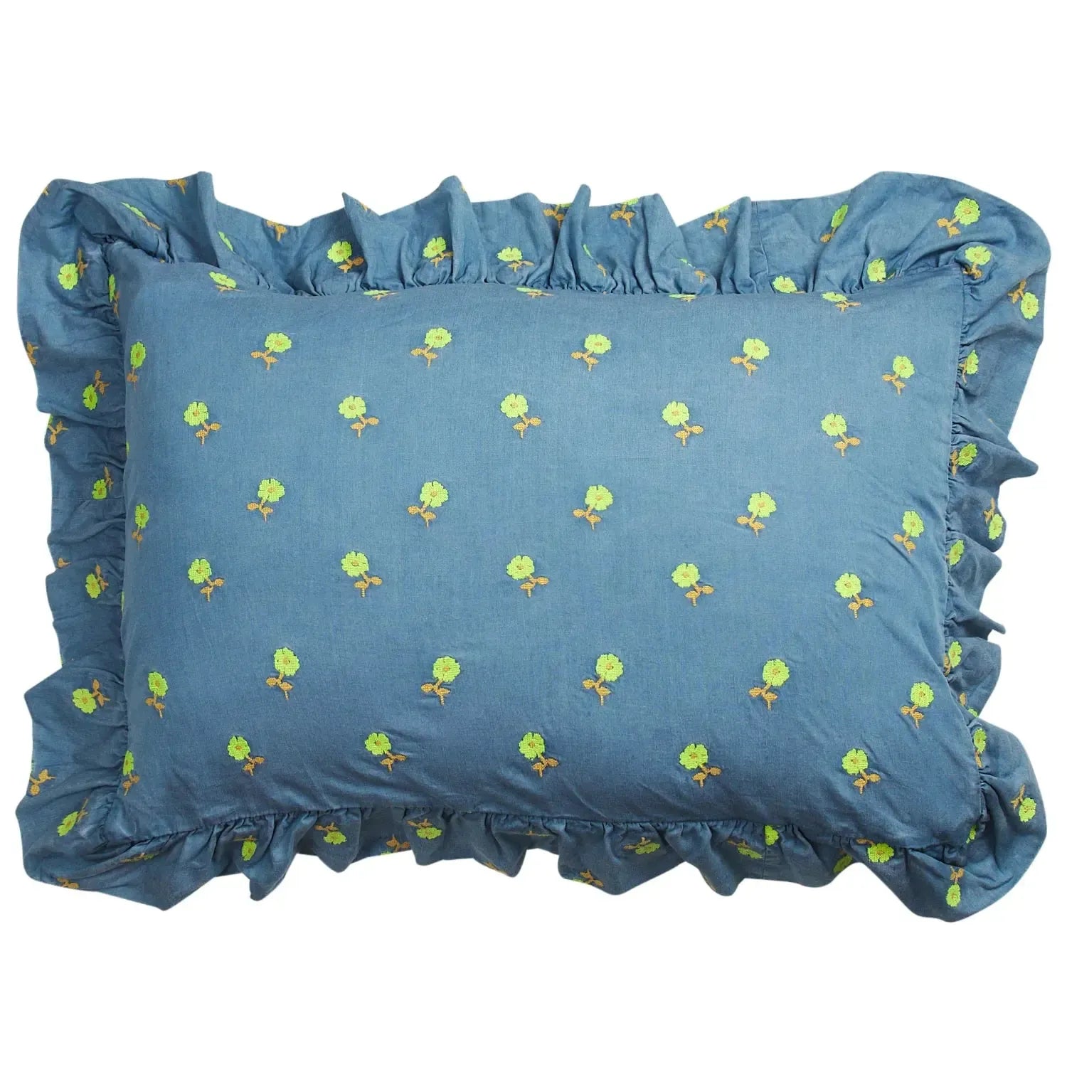 Anneliese Ruffle Pillowcase - Peridot-Soft Furnishings-Sage & Clare-The Bay Room