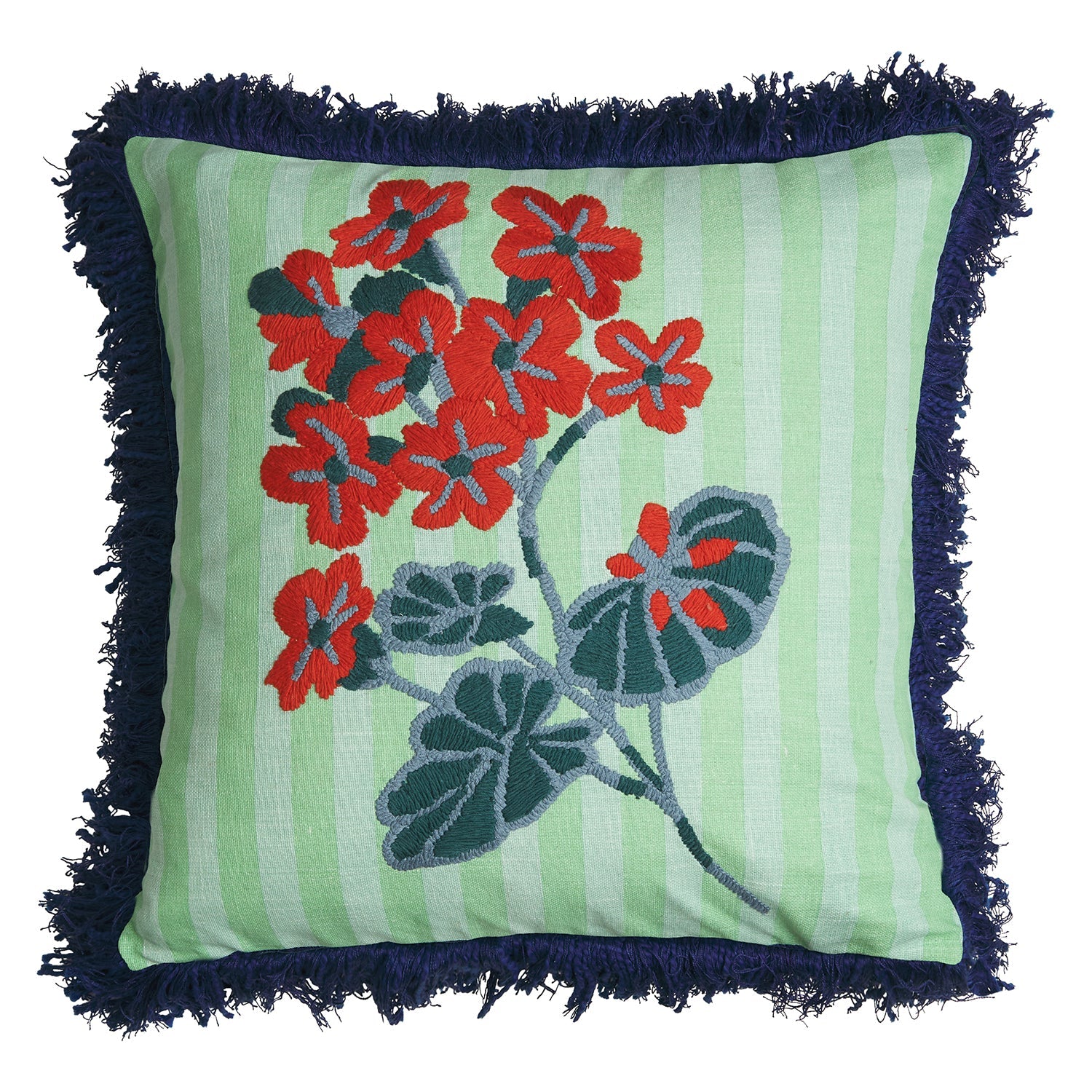 Annette Embroidered Cushion - Jade-Soft Furnishings-Sage & Clare-The Bay Room