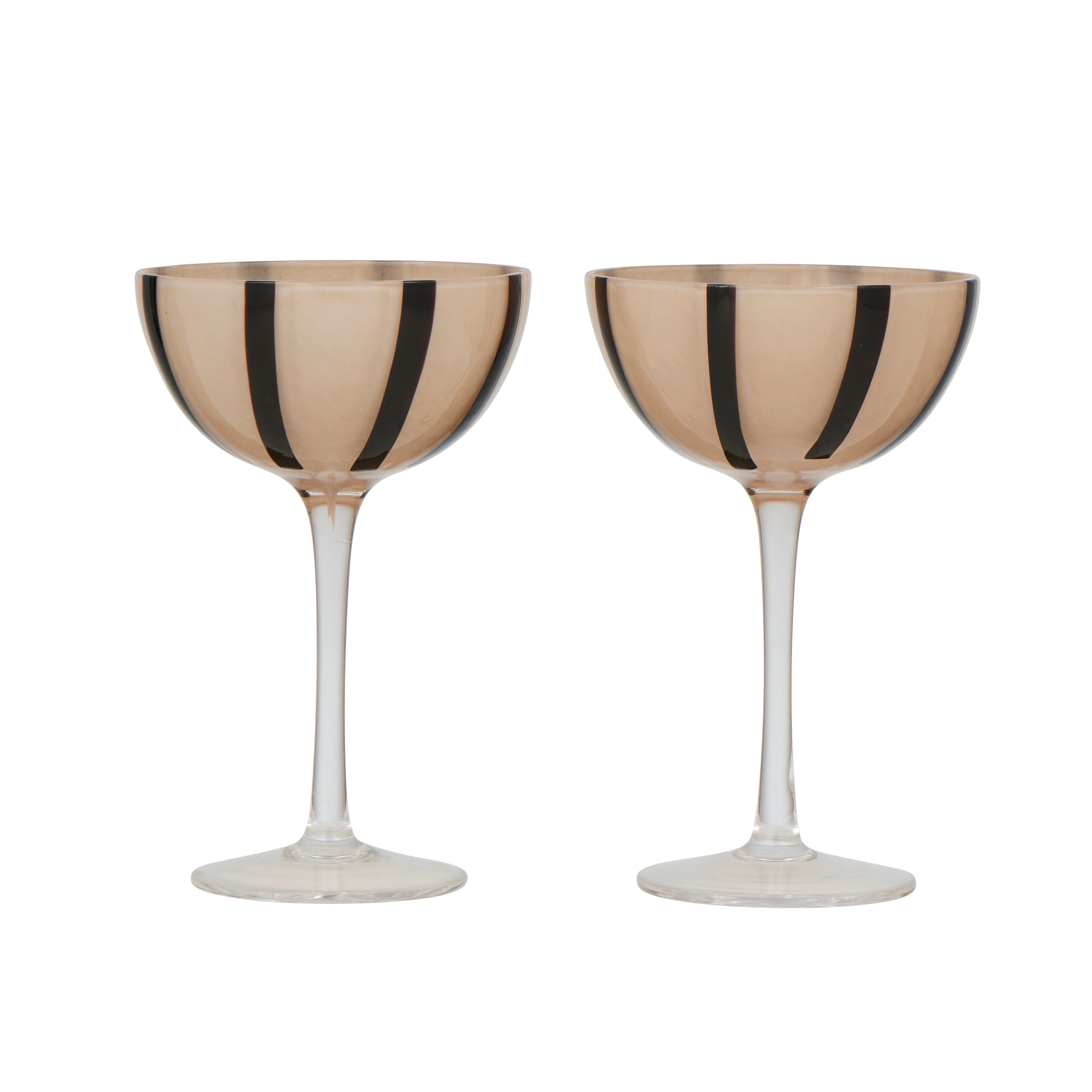 Aperitivo Set/2 Coupe Glass 10x 15.5cm Nude/Black-Dining & Entertaining-Coast To Coast Home-The Bay Room