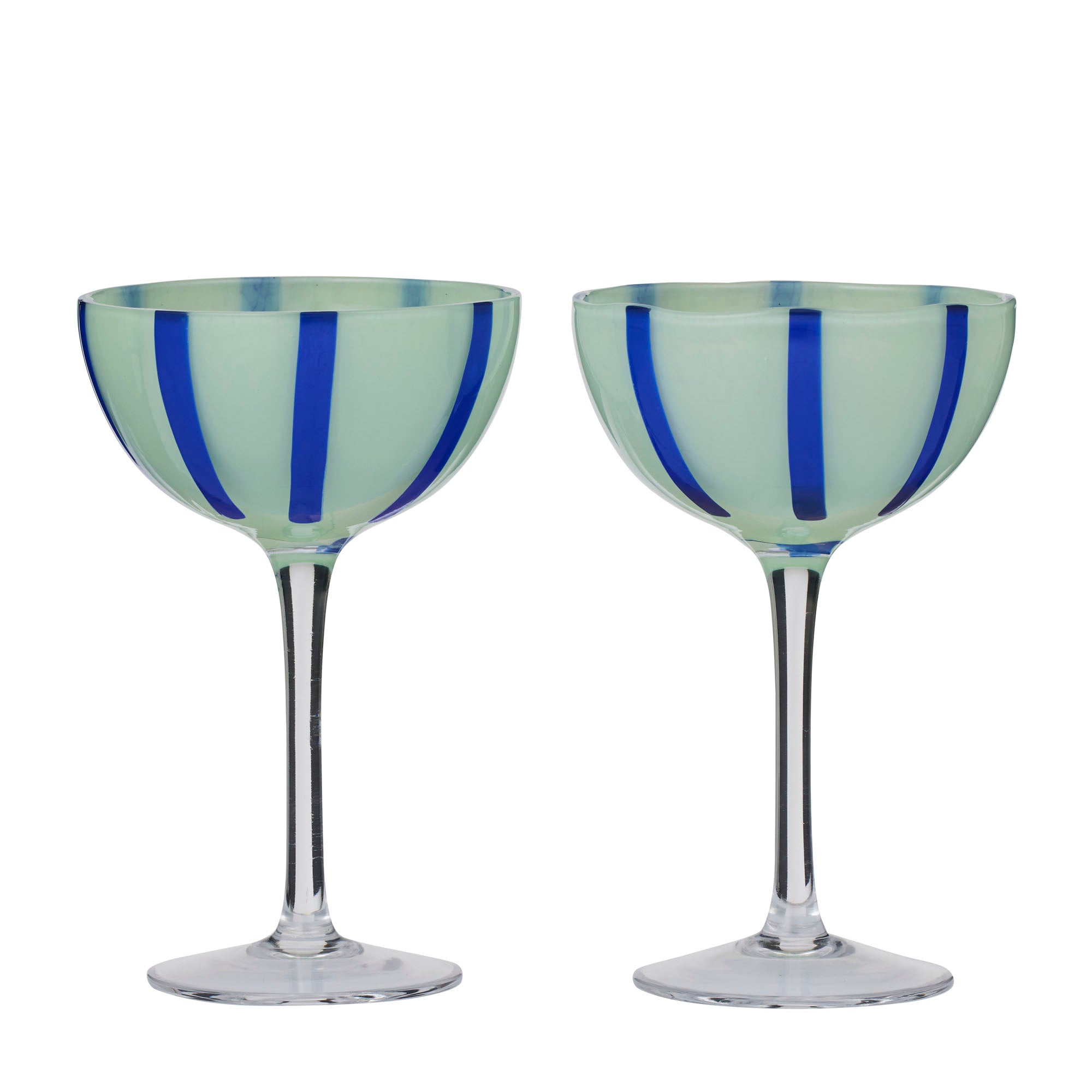 Aperitivo Set/2 Coupe Glass 10x15.5cm Green/Blue-Dining & Entertaining-Coast To Coast Home-The Bay Room