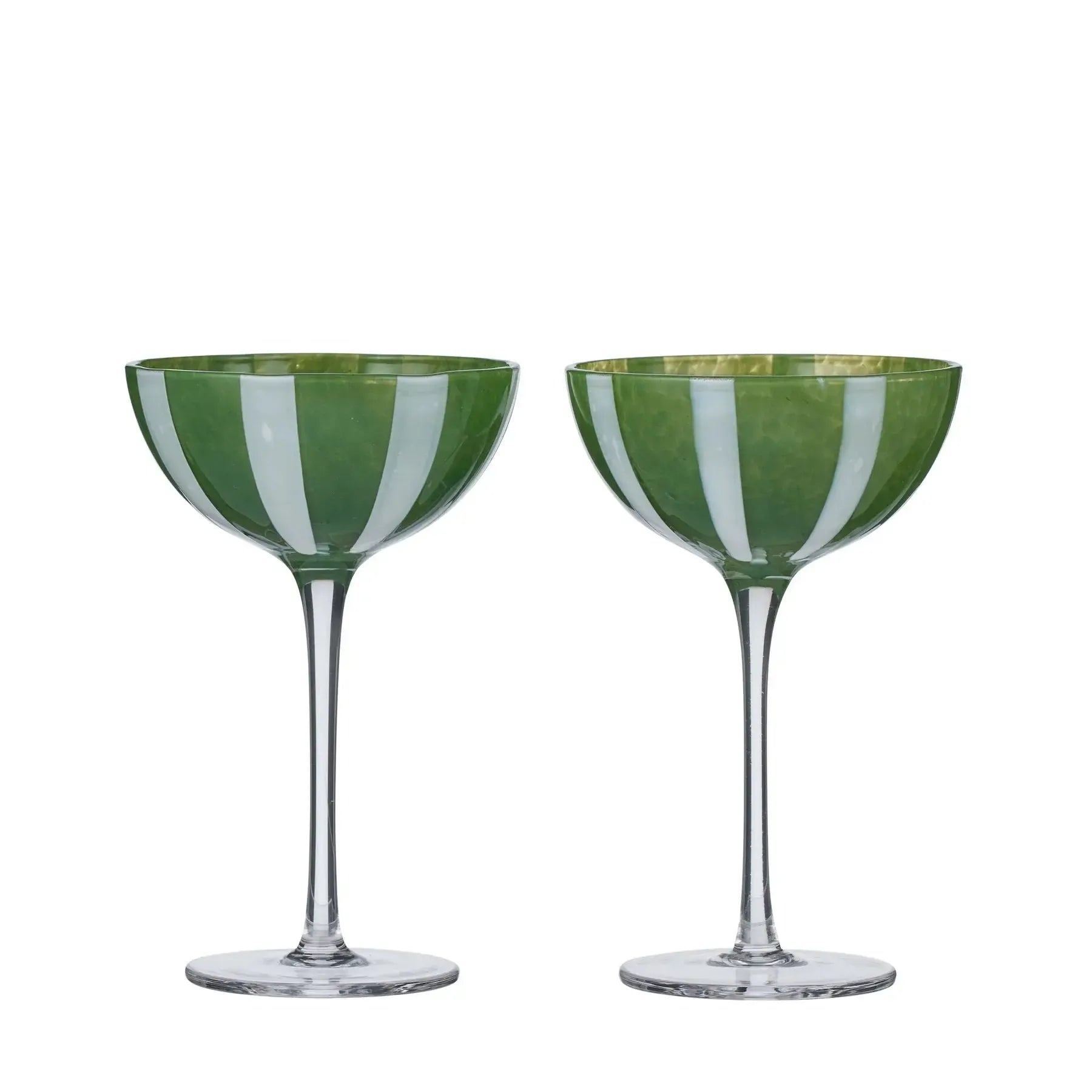 Aperitivo Set/2 Coupe Glass 10x15.5cm Green/Ivory-Dining & Entertaining-Coast To Coast Home-The Bay Room