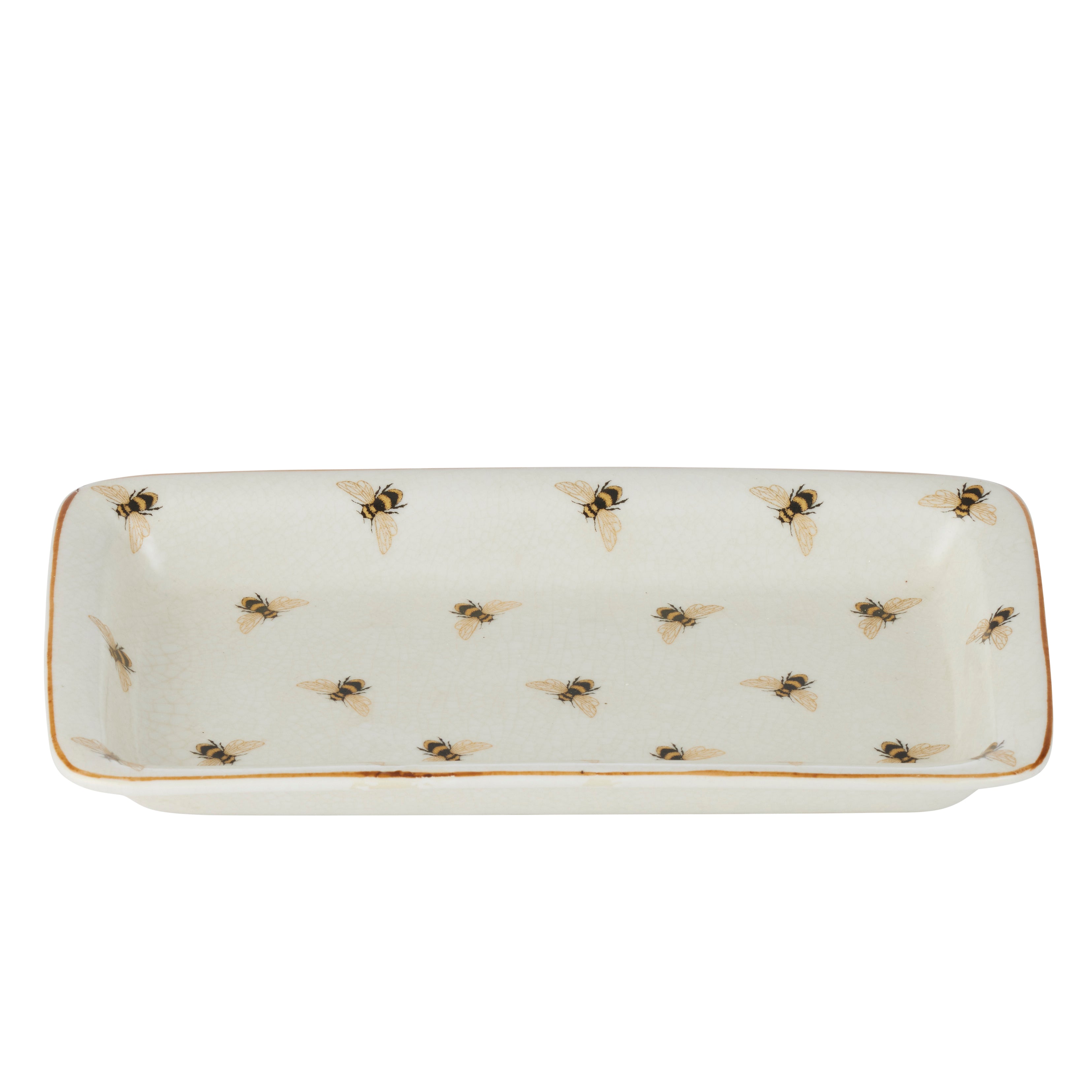 Apiary Ceramic Plate 23x13cm Gold-Decor Items-Coast To Coast Home-The Bay Room