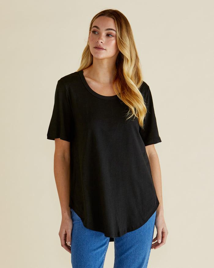 Ariana Tee - Black-Tops-Betty Basics-The Bay Room
