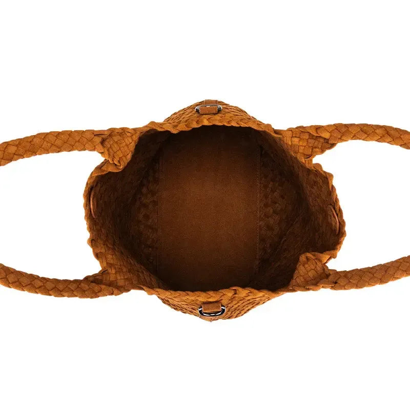 Arielle Tan 2 Piece Suede Top Handle-Bags & Clutches-Black Caviar Designs-The Bay Room