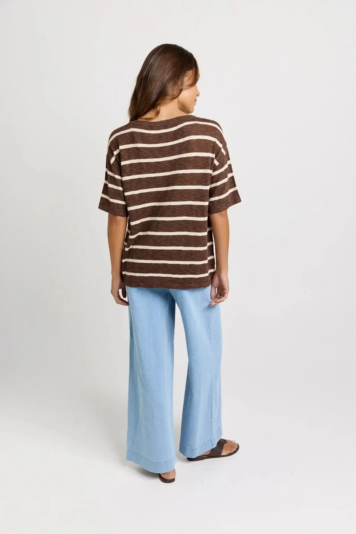 Aries V-Neck Knit Top - Chocolate-Tops-Betty Basics-The Bay Room