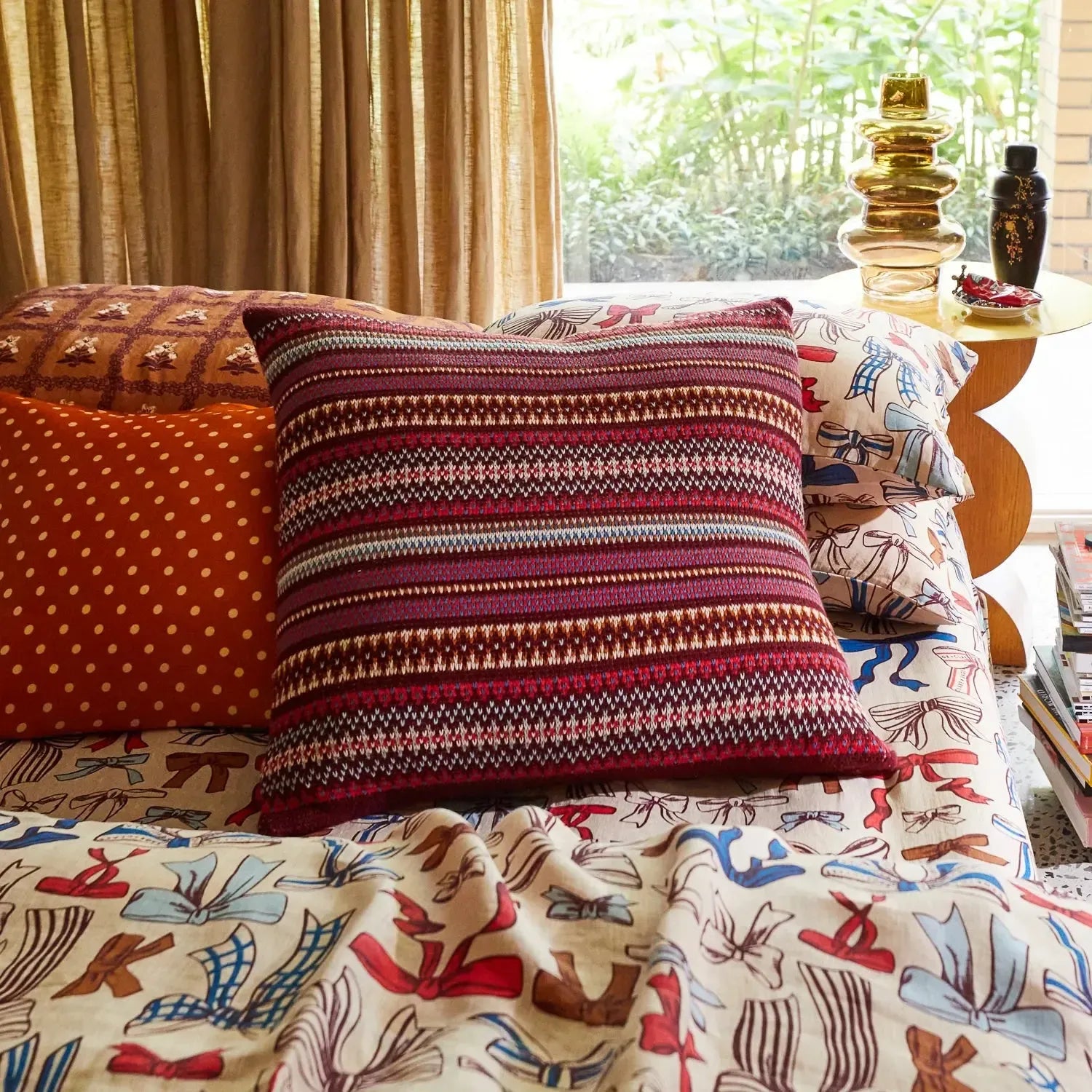 Arlette Knit Cushion - Mahogany-Soft Furnishings-Sage & Clare-The Bay Room