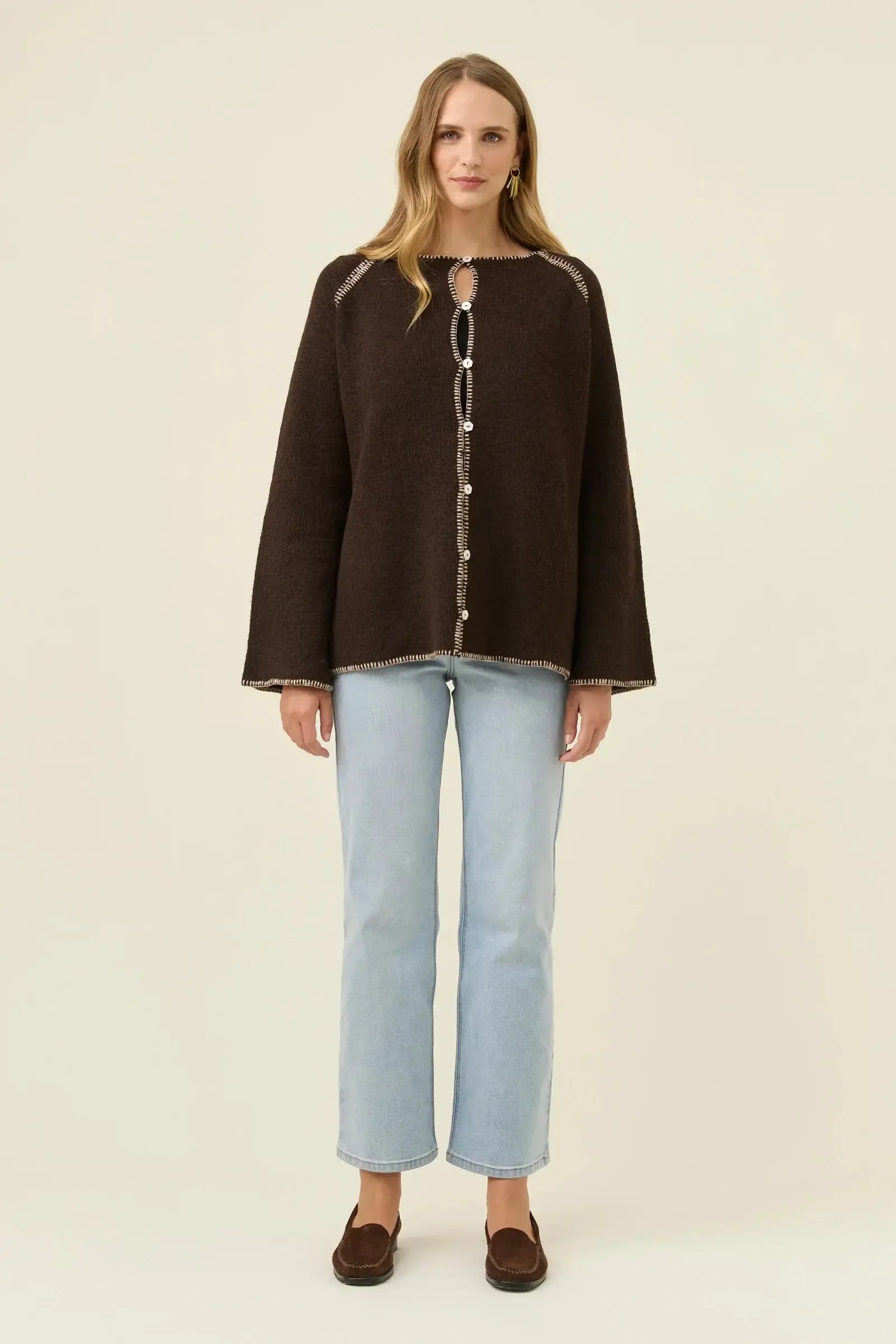 Athena Button Cardigan - Chocolate-Knitwear & Jumpers-Isle Of Mine-The Bay Room