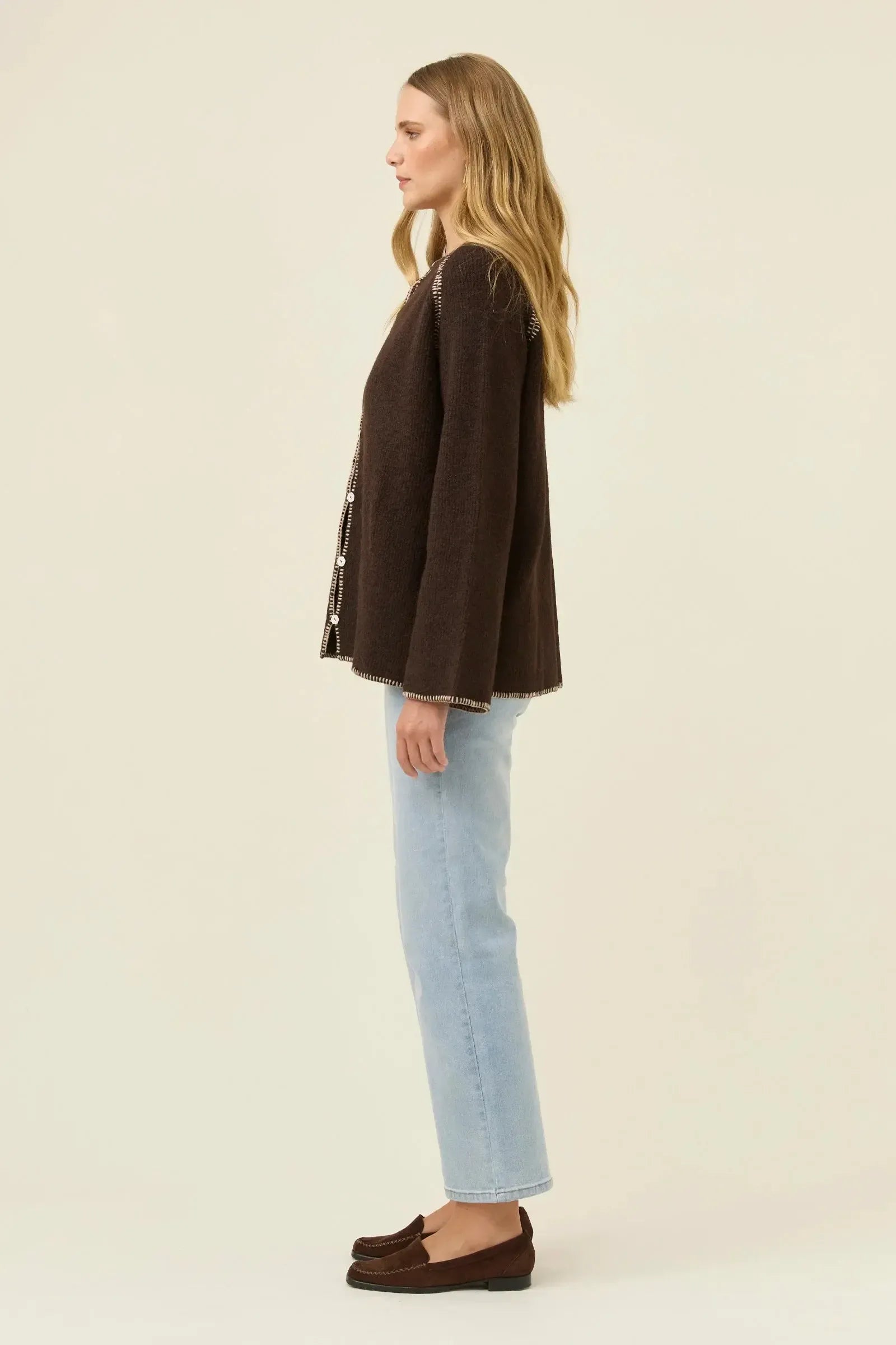 Athena Button Cardigan - Chocolate-Knitwear & Jumpers-Isle Of Mine-The Bay Room