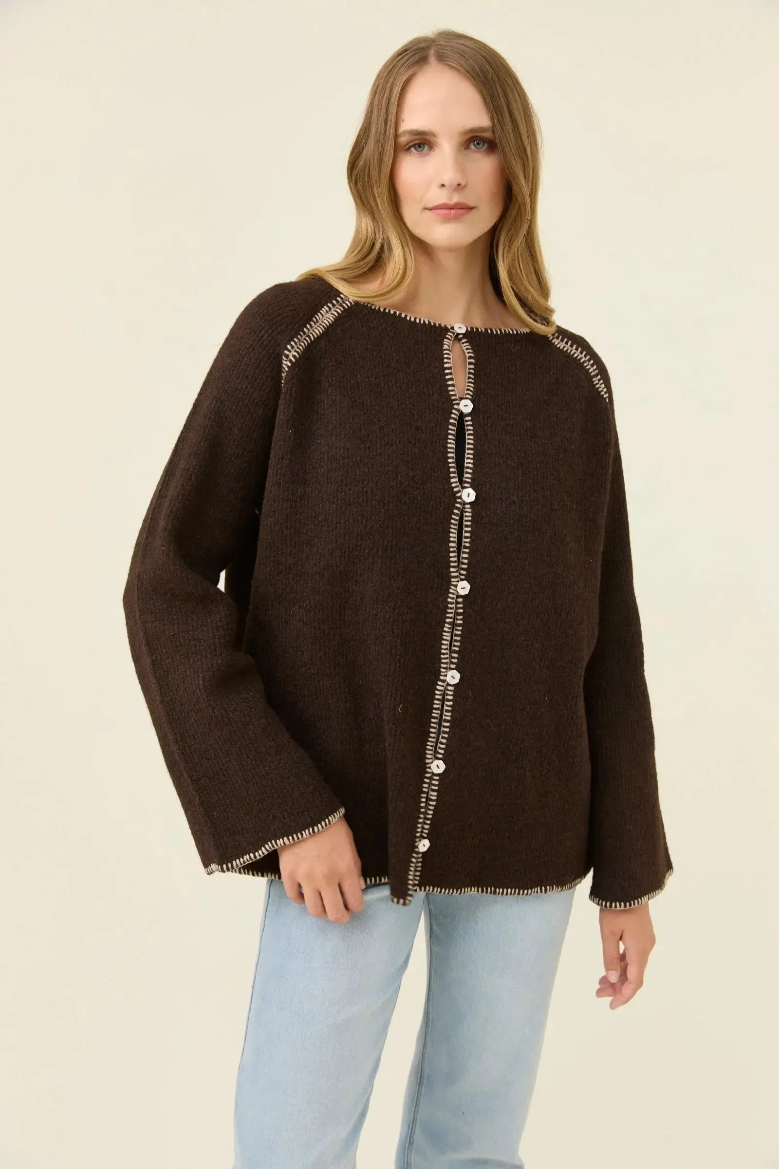 Athena Button Cardigan - Chocolate-Isle Of Mine-The Bay Room