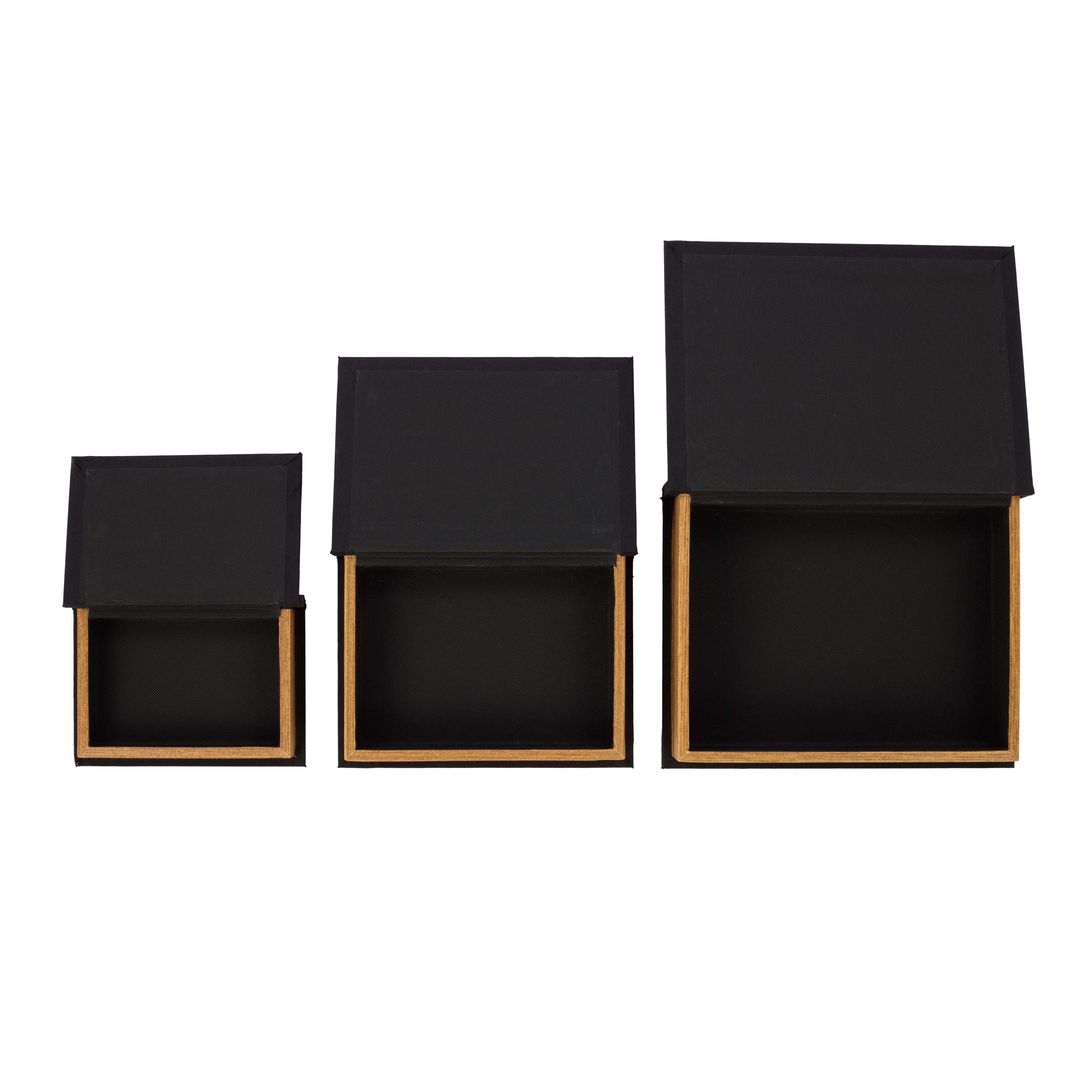 Atticus Book Box Set of 3 - Black & Natural-Decor Items-Society Home-The Bay Room