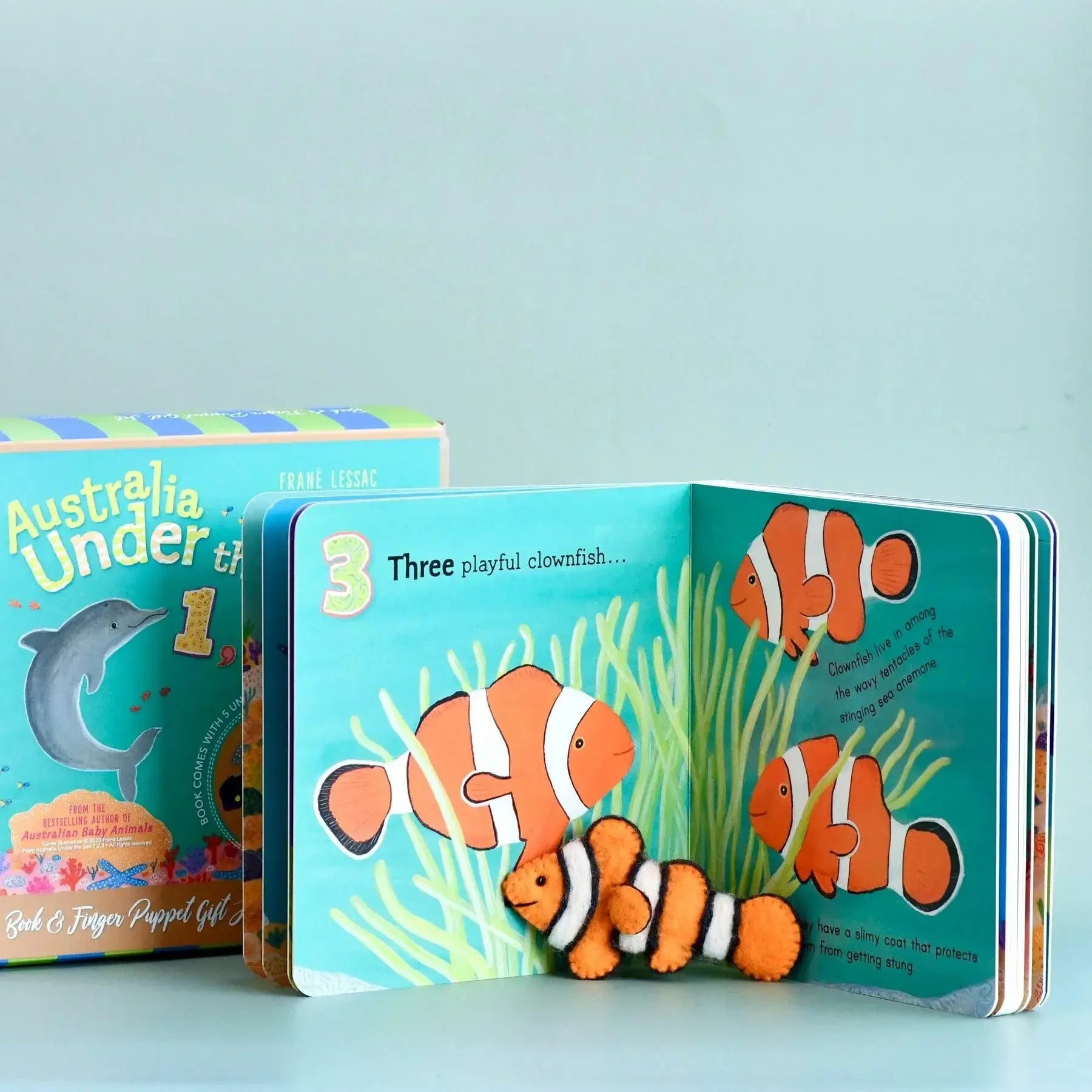 Australia Under the Sea 1, 2, 3 by Frané Lessac - Book and Finger Puppet Set-Toys-Tara Treasures-The Bay Room