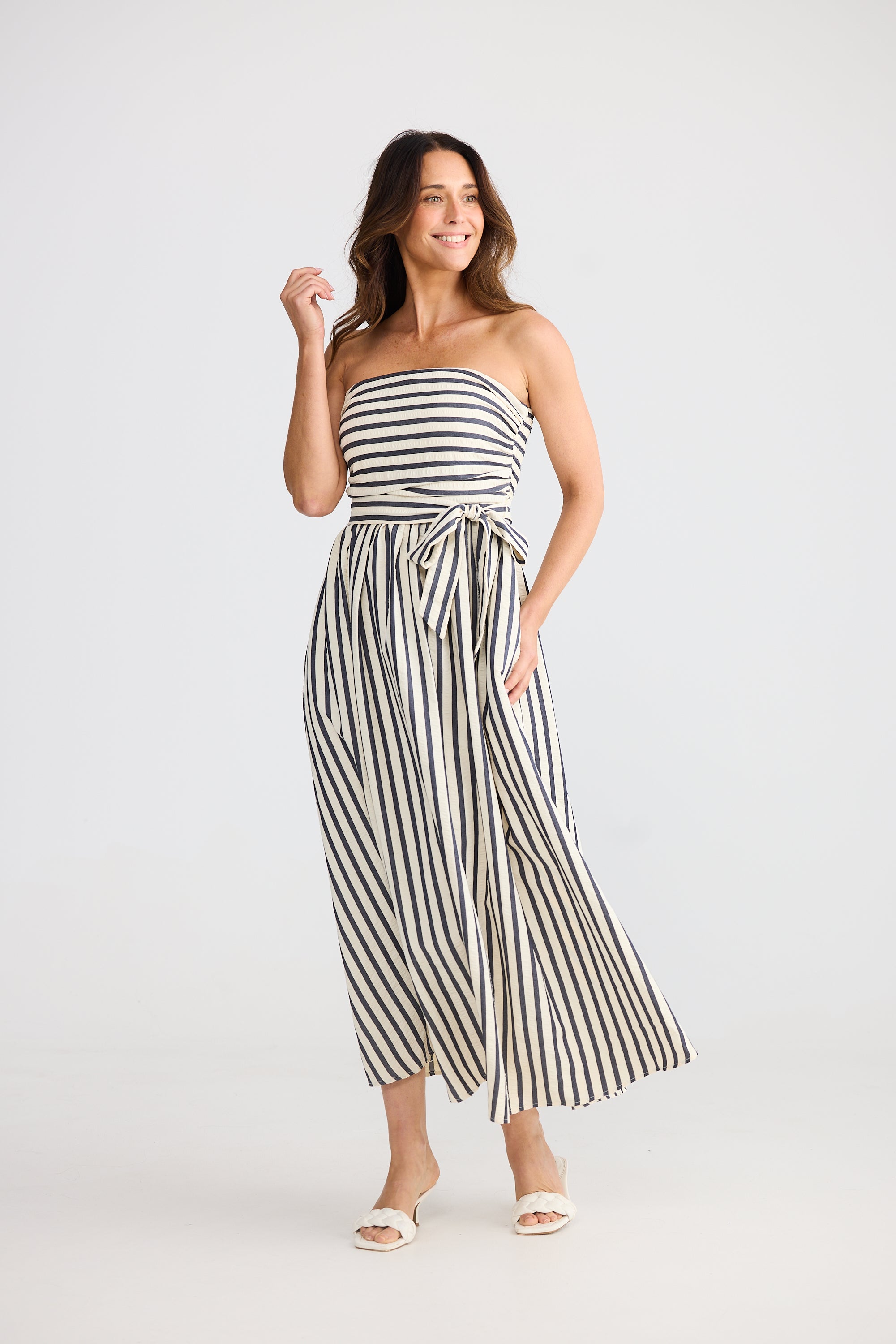 Avalon Dress - Navy Stripe-Dresses-Brave & True-The Bay Room