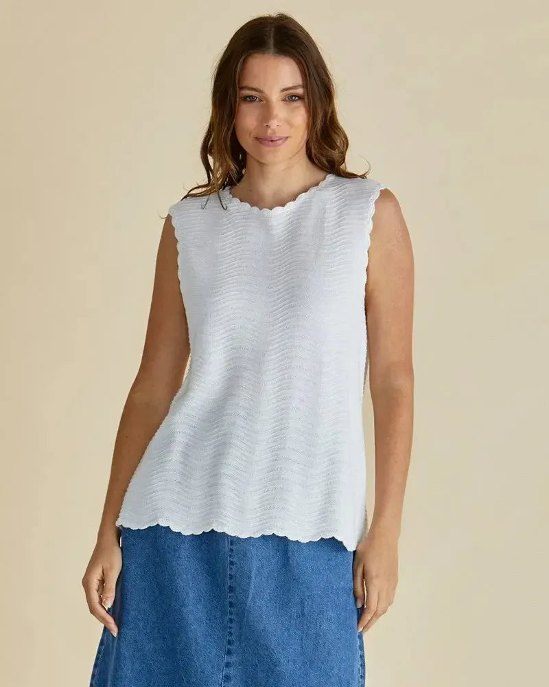 Aviva Tank - White Stripe-Tops-Betty Basics-The Bay Room