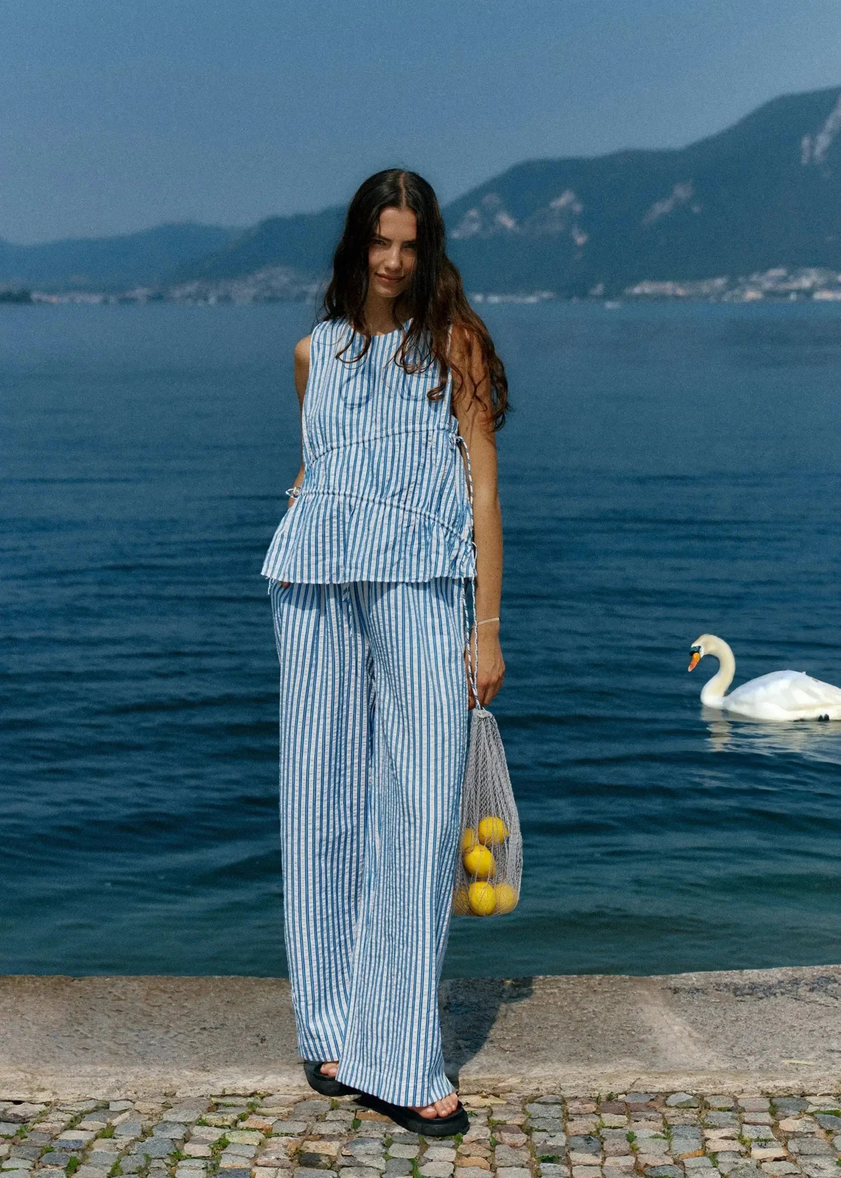 Aziza Pant - Blue/White Stripe-Pants-SASS-The Bay Room