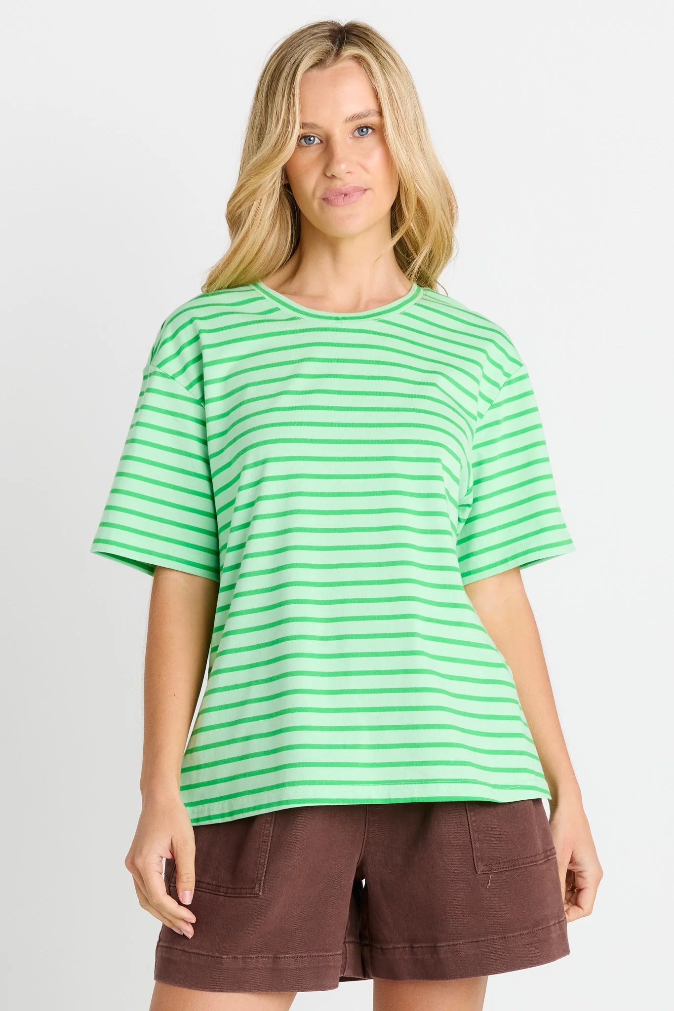 Relax Boxy Tee - Green Stripe