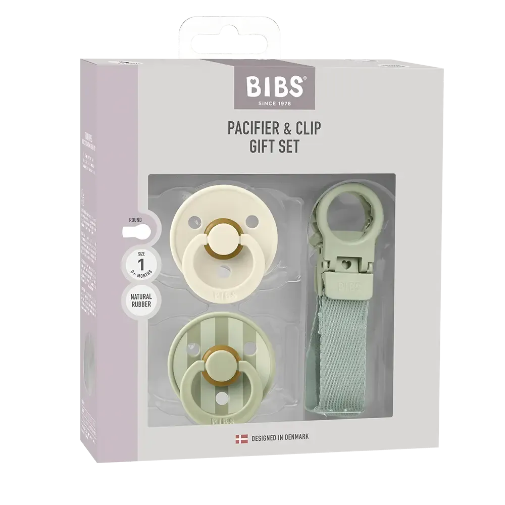 BIBS Colour Dummy & Loop Clip Gift Set - Sage-Nursery & Nurture-BIBS-The Bay Room