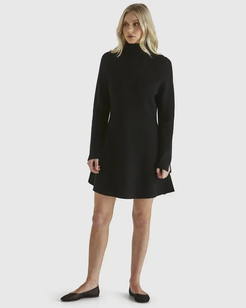 Baldwin Knit Dress - Black-Dresses-SASS-The Bay Room
