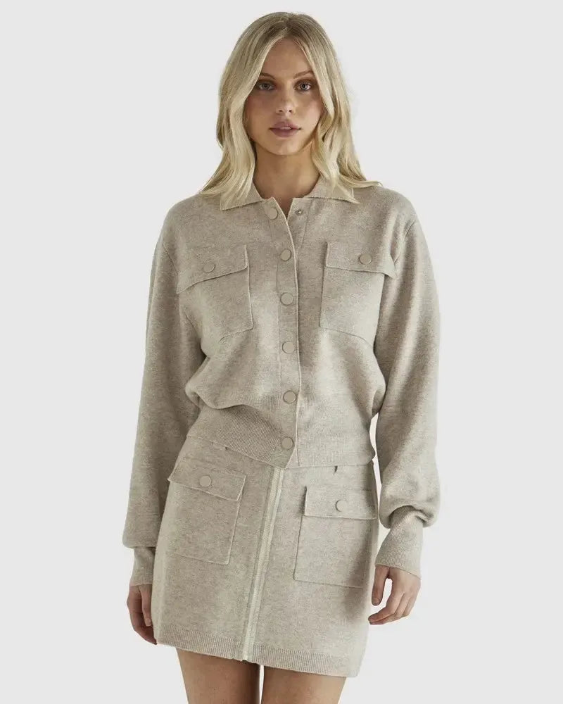 Baldwin Knit Jacket - Oatmeal-Jackets, Coats & Vests-SASS-The Bay Room