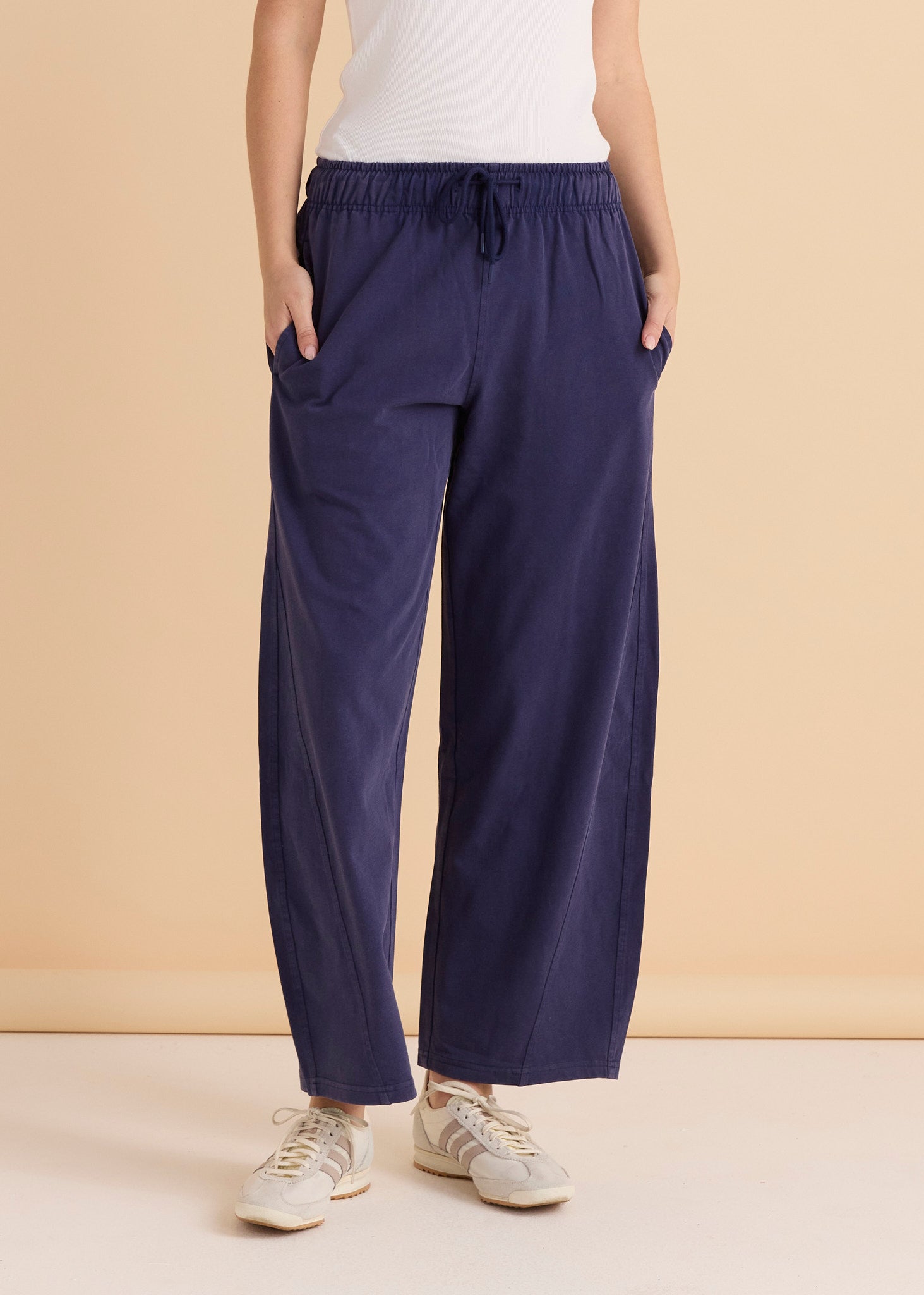 Barrel Leg Sweatpant - Navy-Pants-Betty Basics-The Bay Room