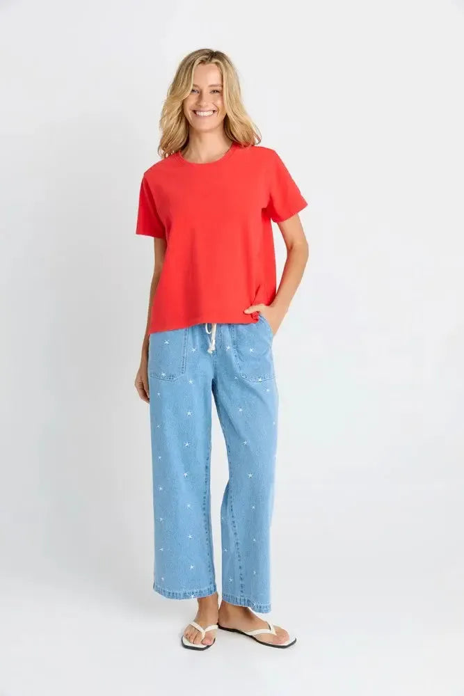 Base Tee - Red-Tops-Betty Basics-The Bay Room