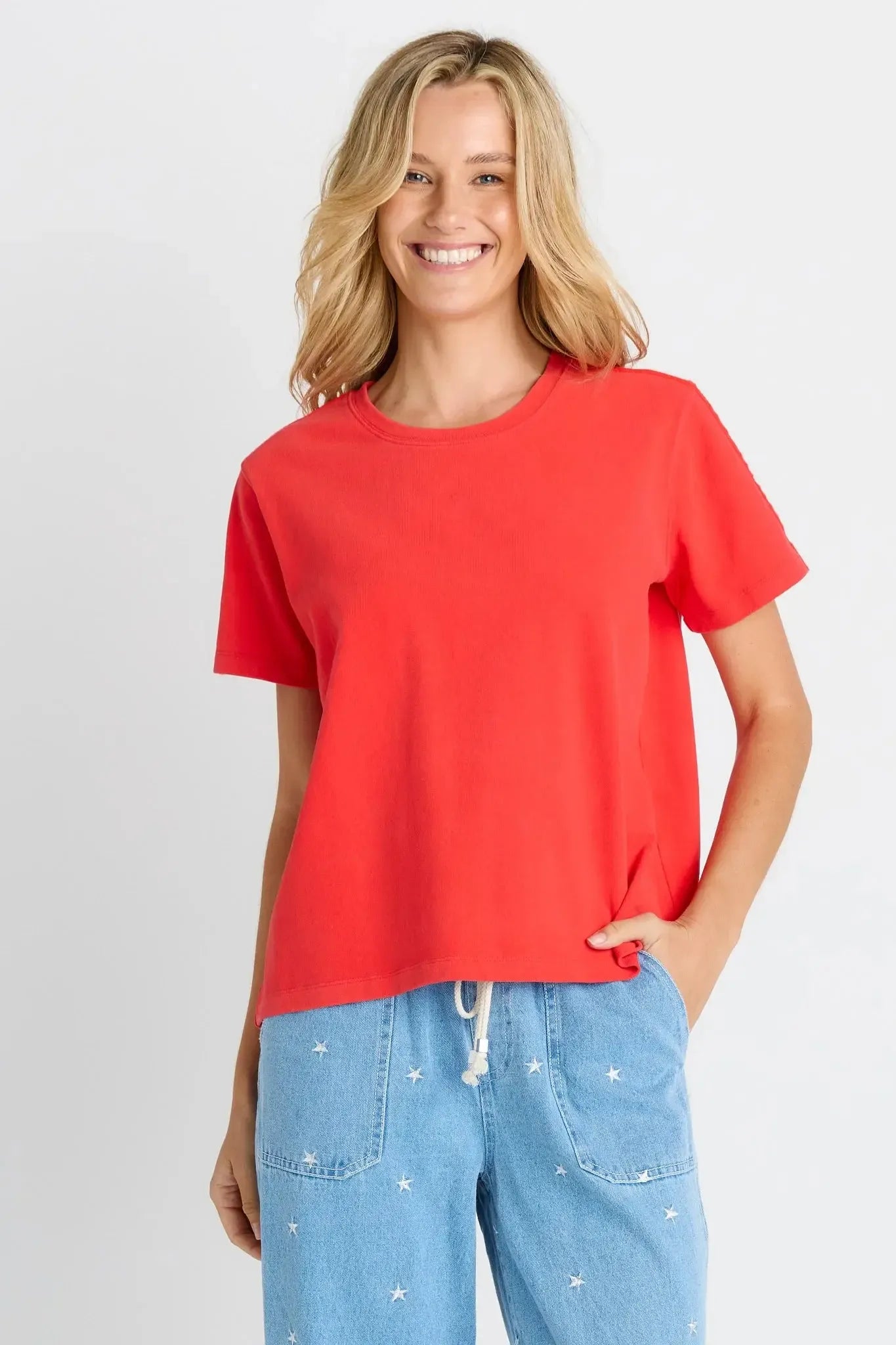 Base Tee - Red-Tops-Betty Basics-The Bay Room