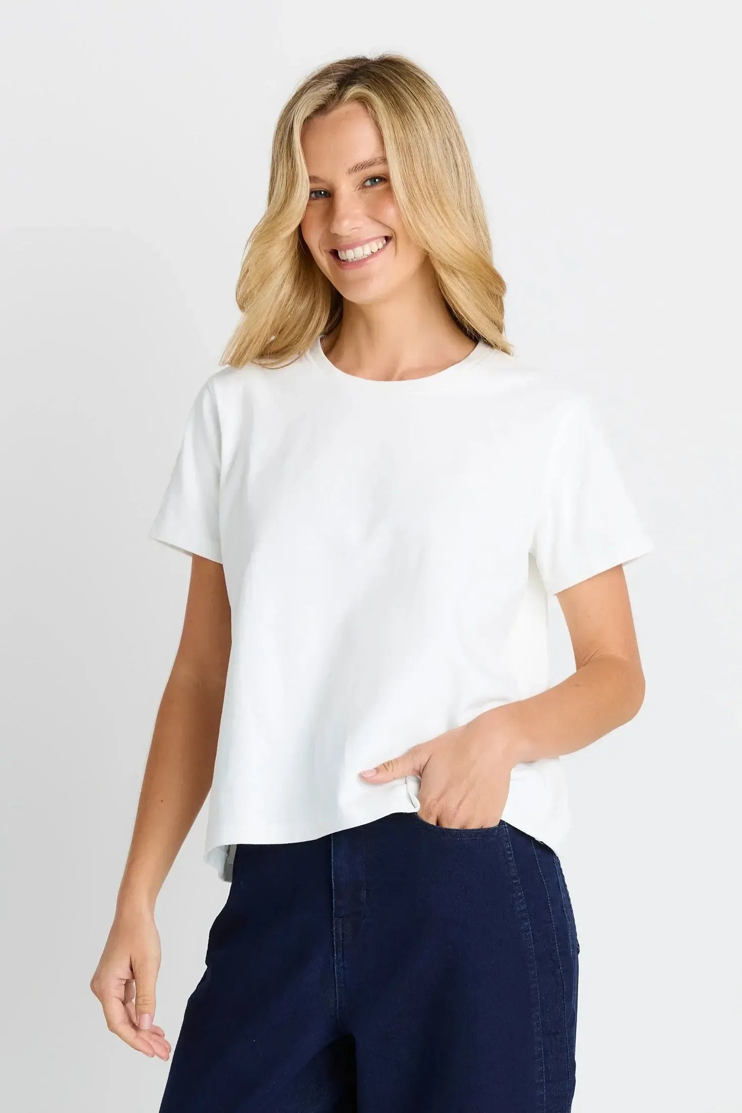 Base Tee - White-Tops-Betty Basics-The Bay Room