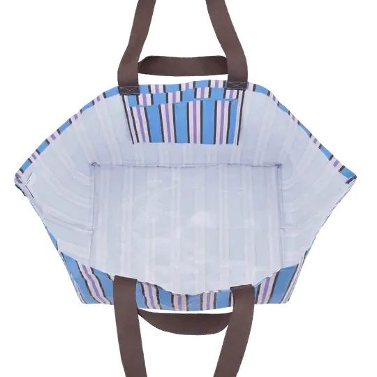 Beach Bag Choc Blue Stripe-Travel & Outdoors-Kollab-The Bay Room