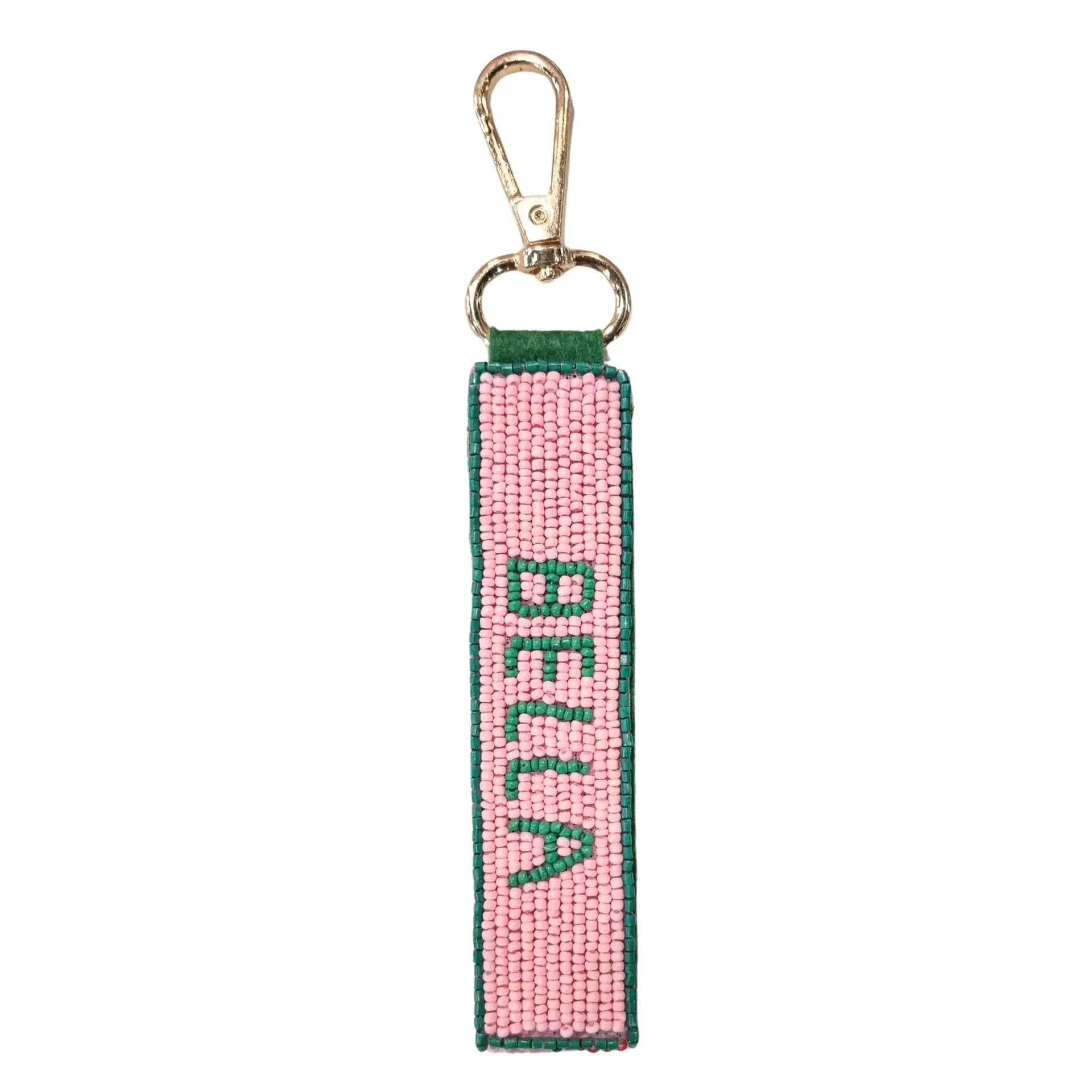 Beaded Keychain Bella - Blush/Green-Keyrings-Zoda-The Bay Room