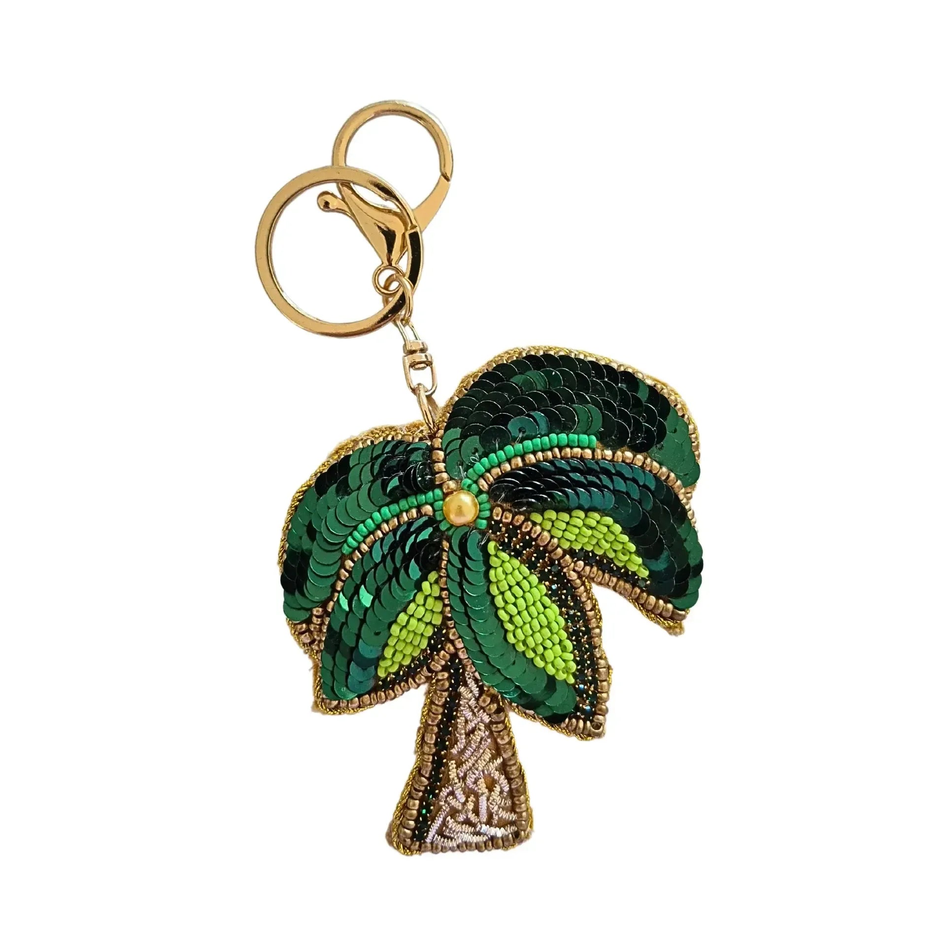 Beaded Keychain Palm Tree Green